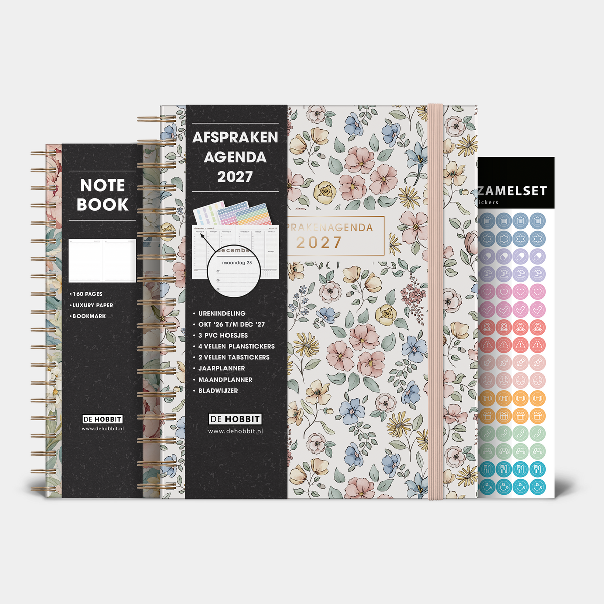 AFSPRAKENAGENDA BUNDEL 2027 A5+ PASTEL BLOEMETJES