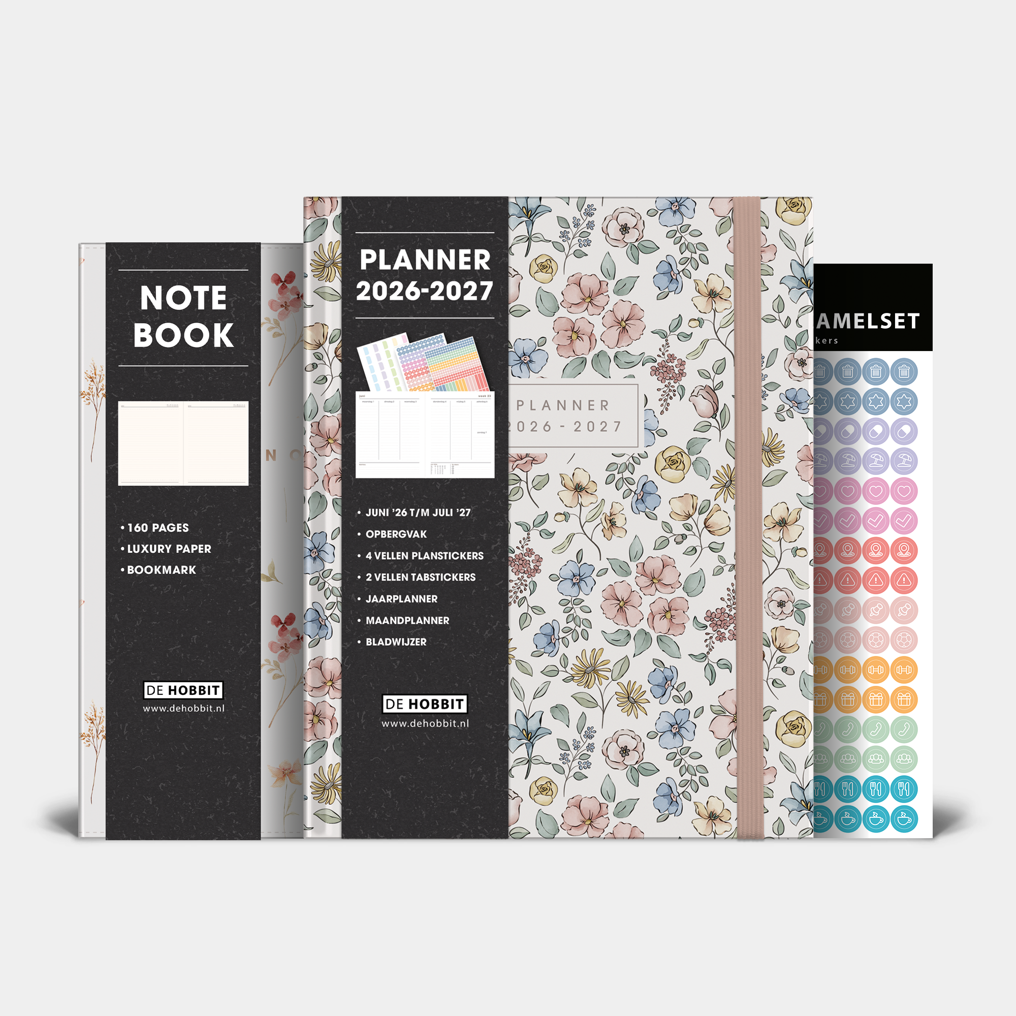 LUXE WEEKPLANNER BUNDEL 2026-2027 A5+ PASTEL BLOEMETJES