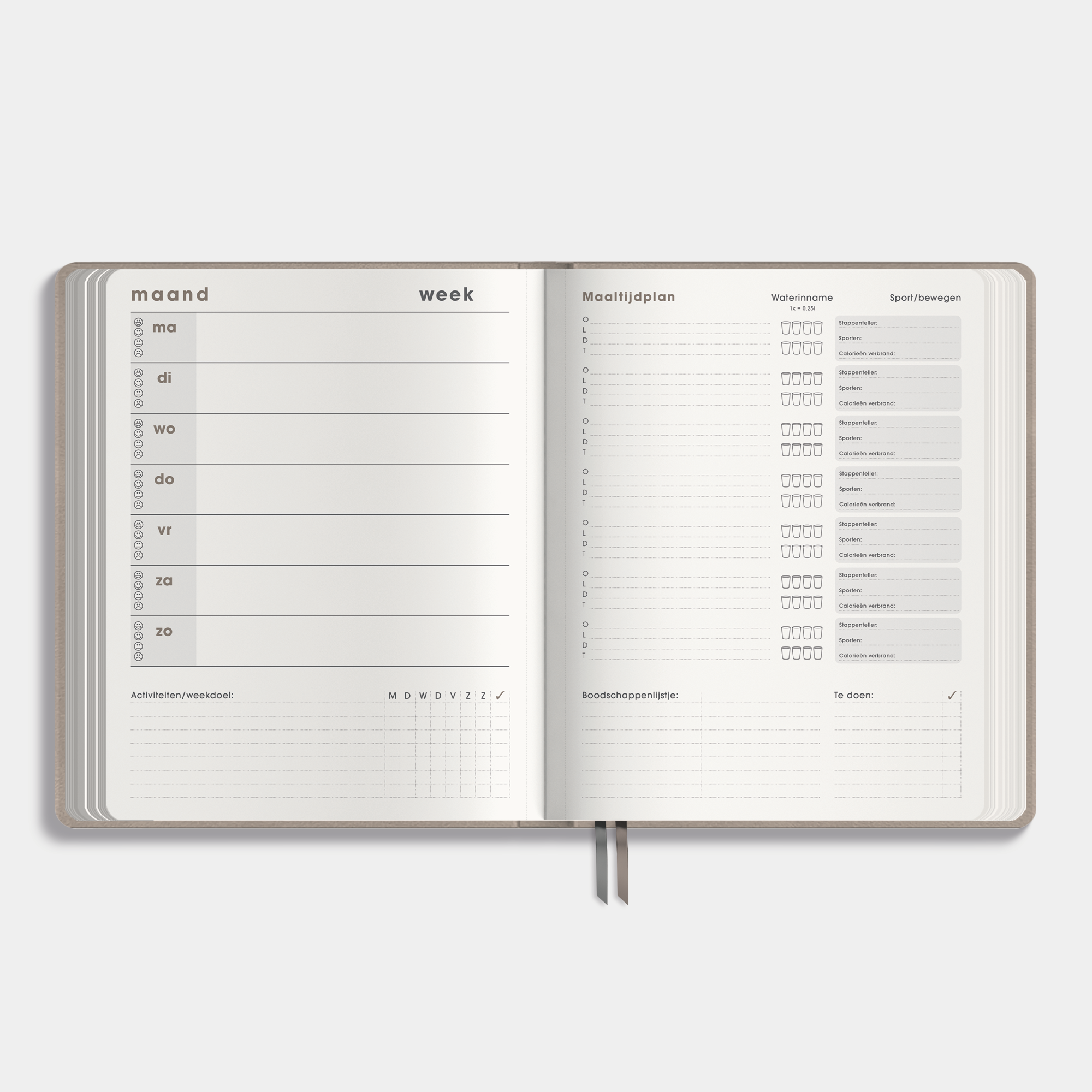 LEEFSTIJLPLANNER UNDATED A5+ SUEDELOOK