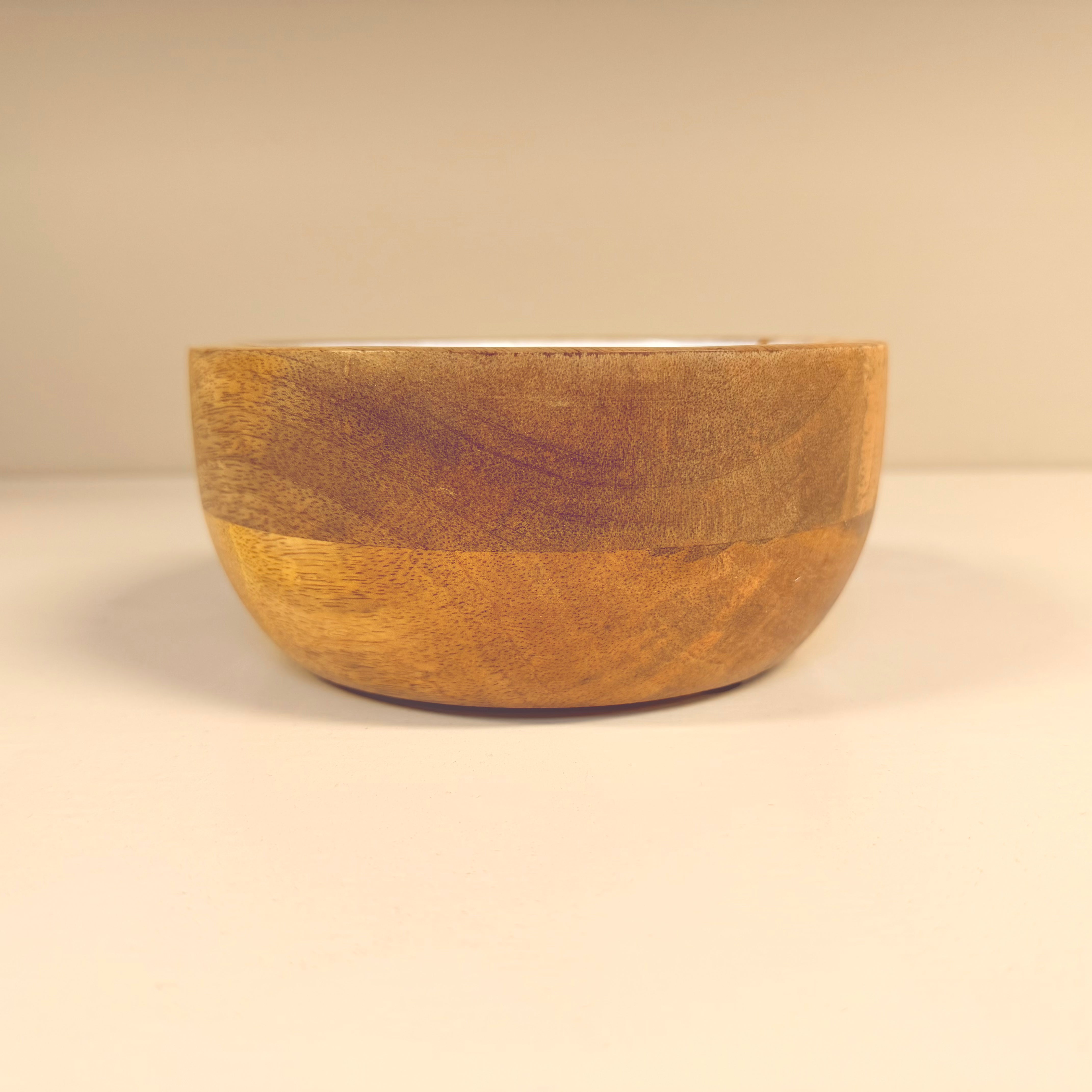 MANGO HOUTEN SCHAAL LILA KLEINE BLOEMETJES 17Ø