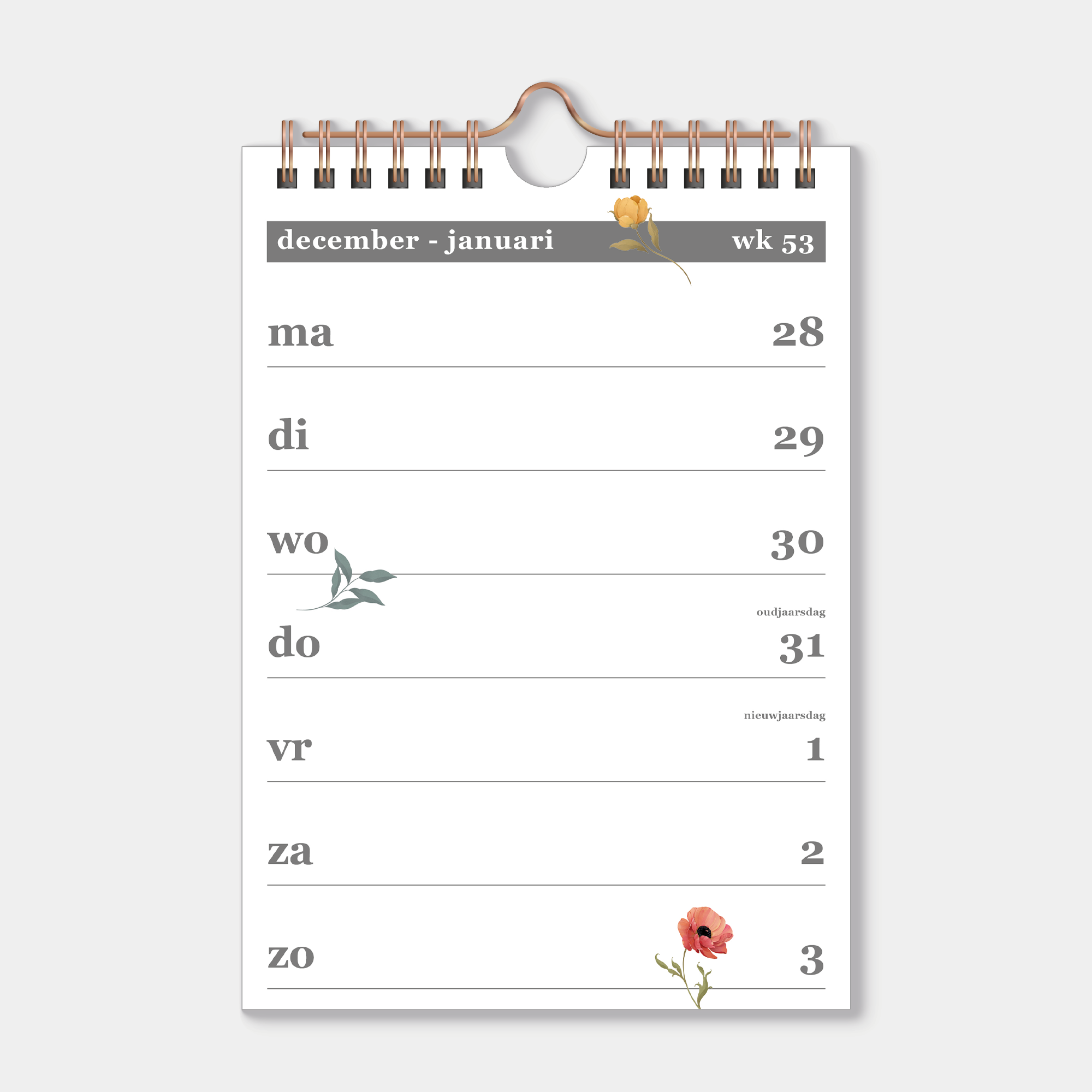 SPIRAALKALENDER 2027 A5 WEIDEBLOEMEN