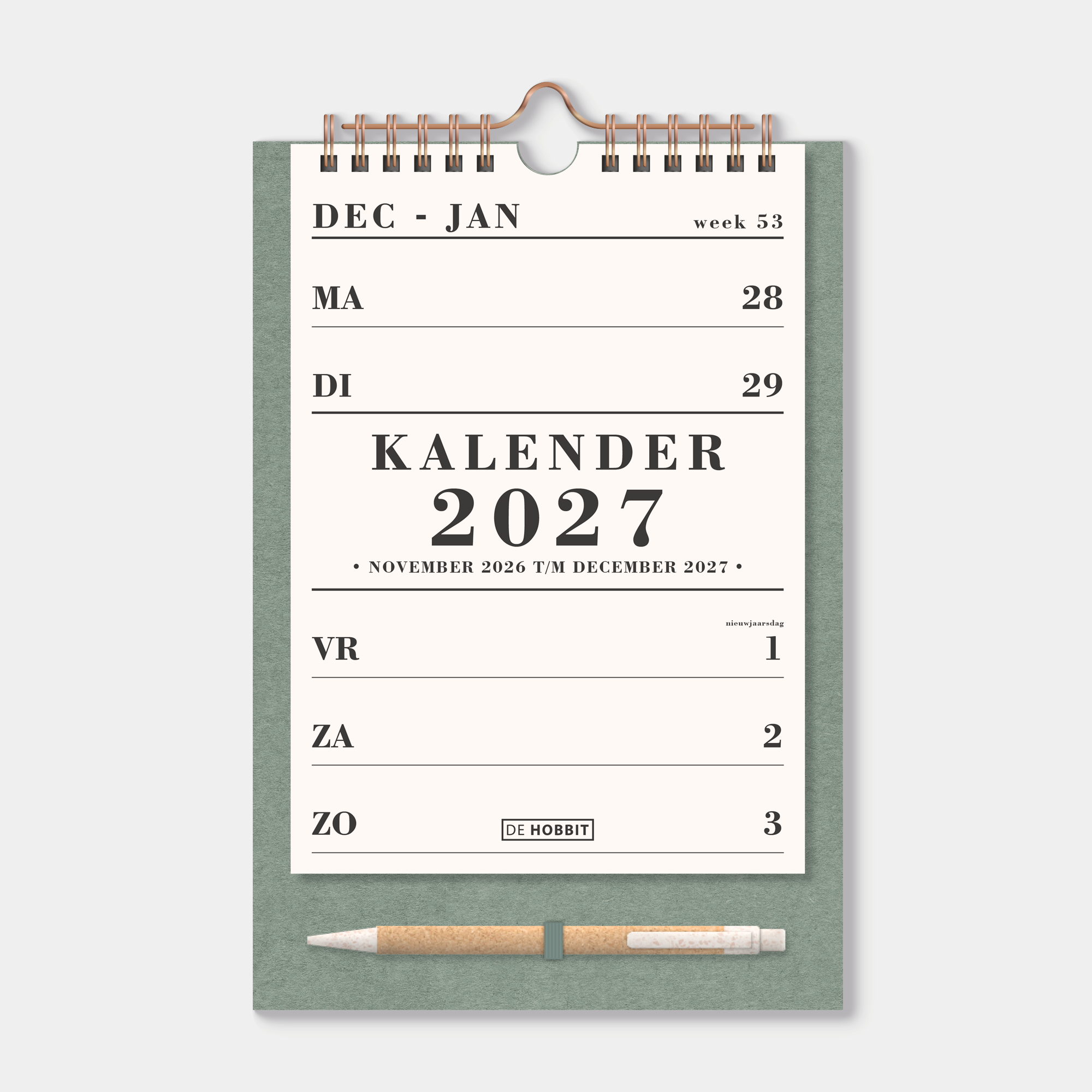 SPIRAALKALENDER 2027 A5 GROEN