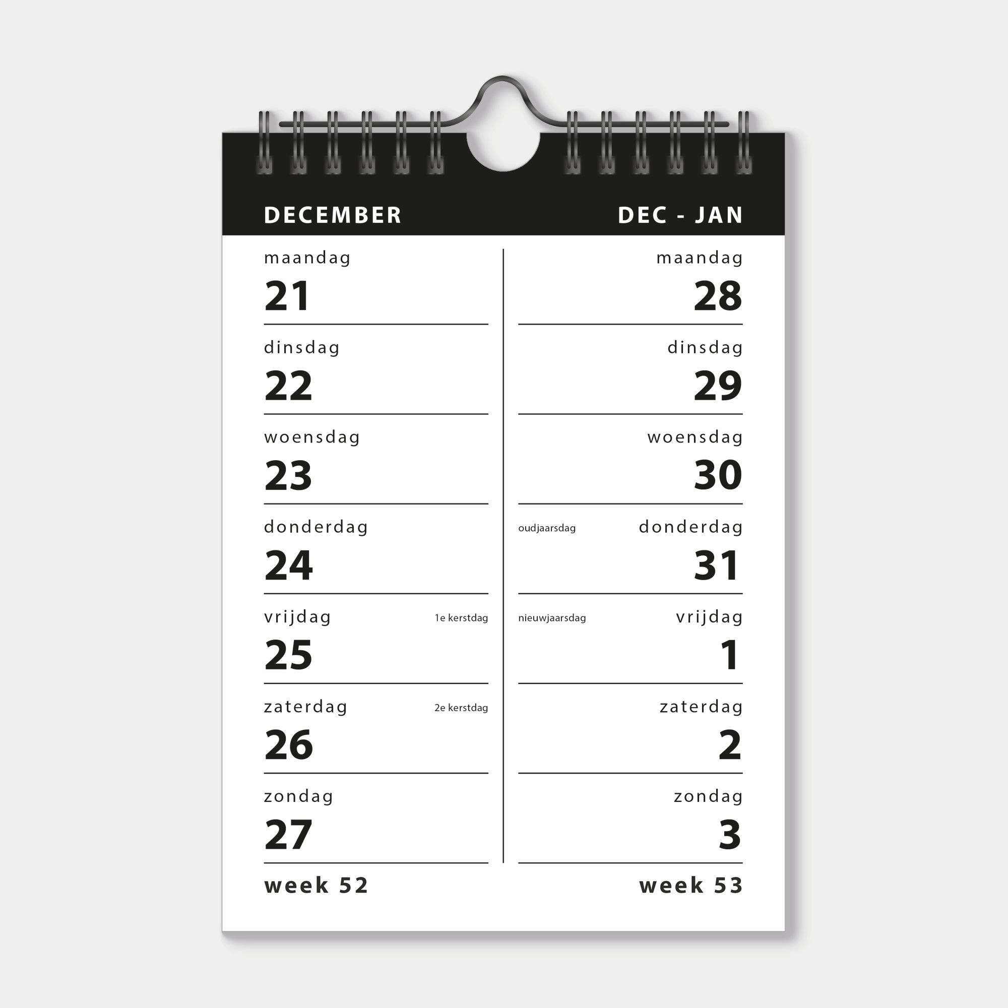 SPIRAALKALENDER 2027 2-WEEKS A5 BASIC