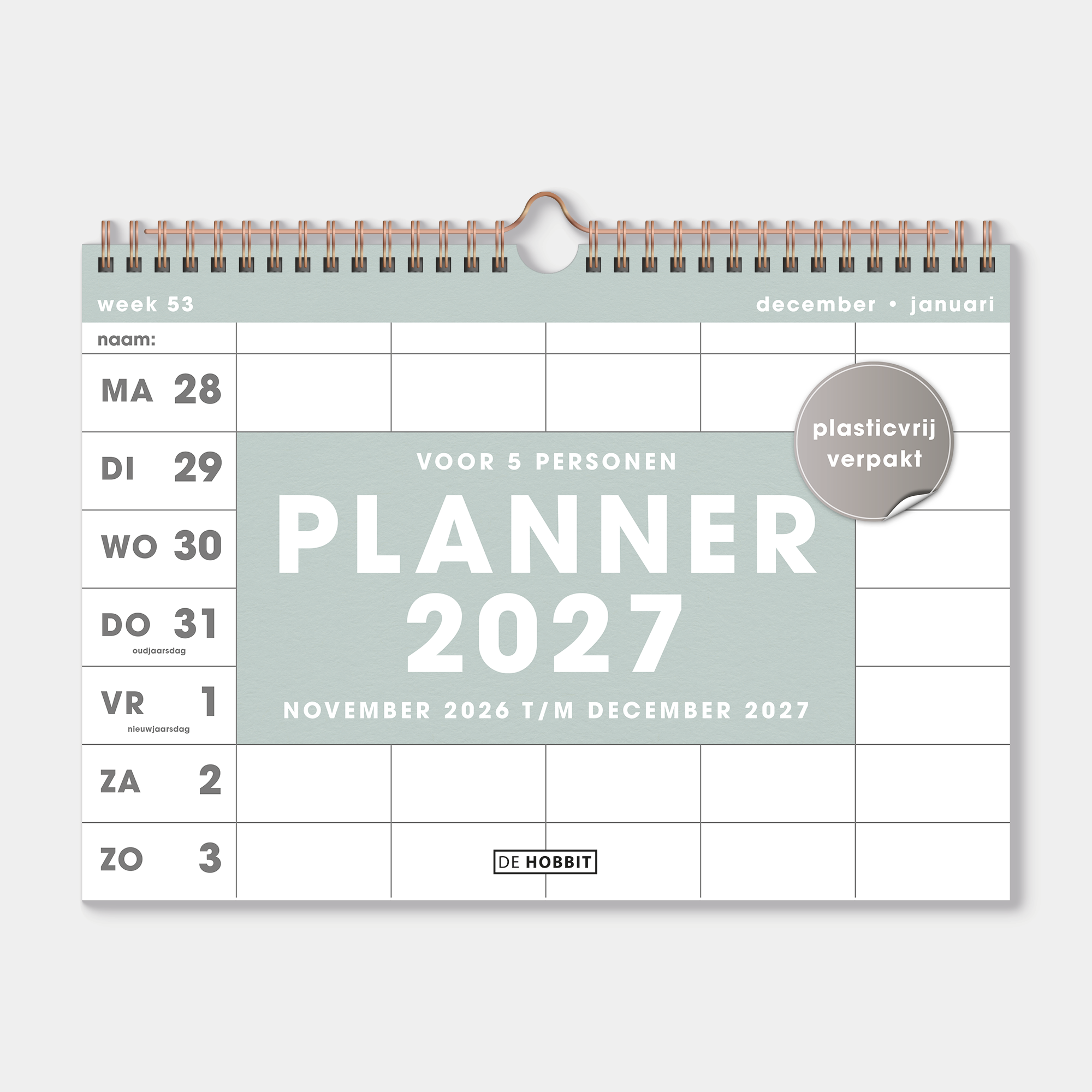 FAMILIEPLANNER 2027 A4 GRIJSGROEN