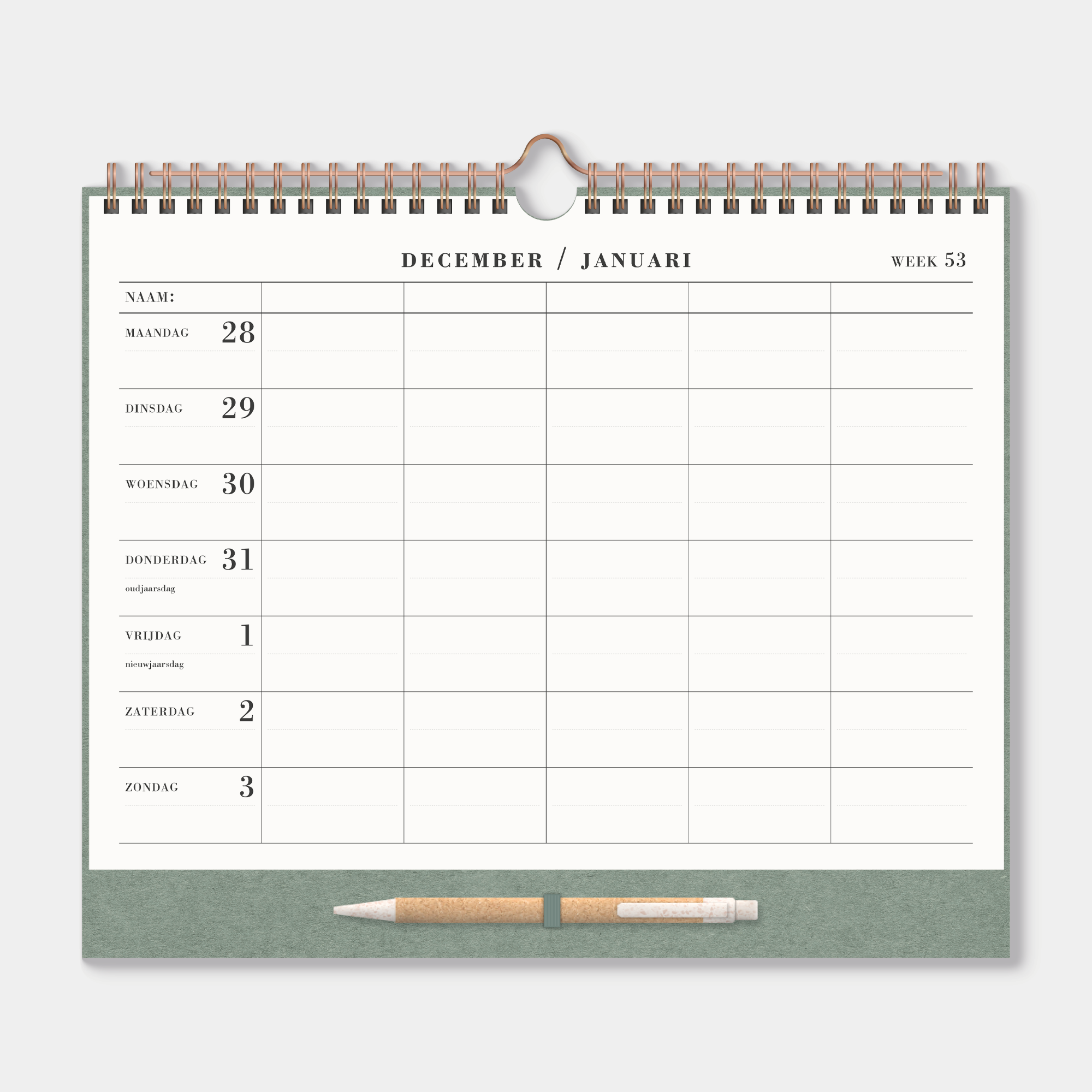 FAMILIEPLANNER 2027 A4+ GROEN