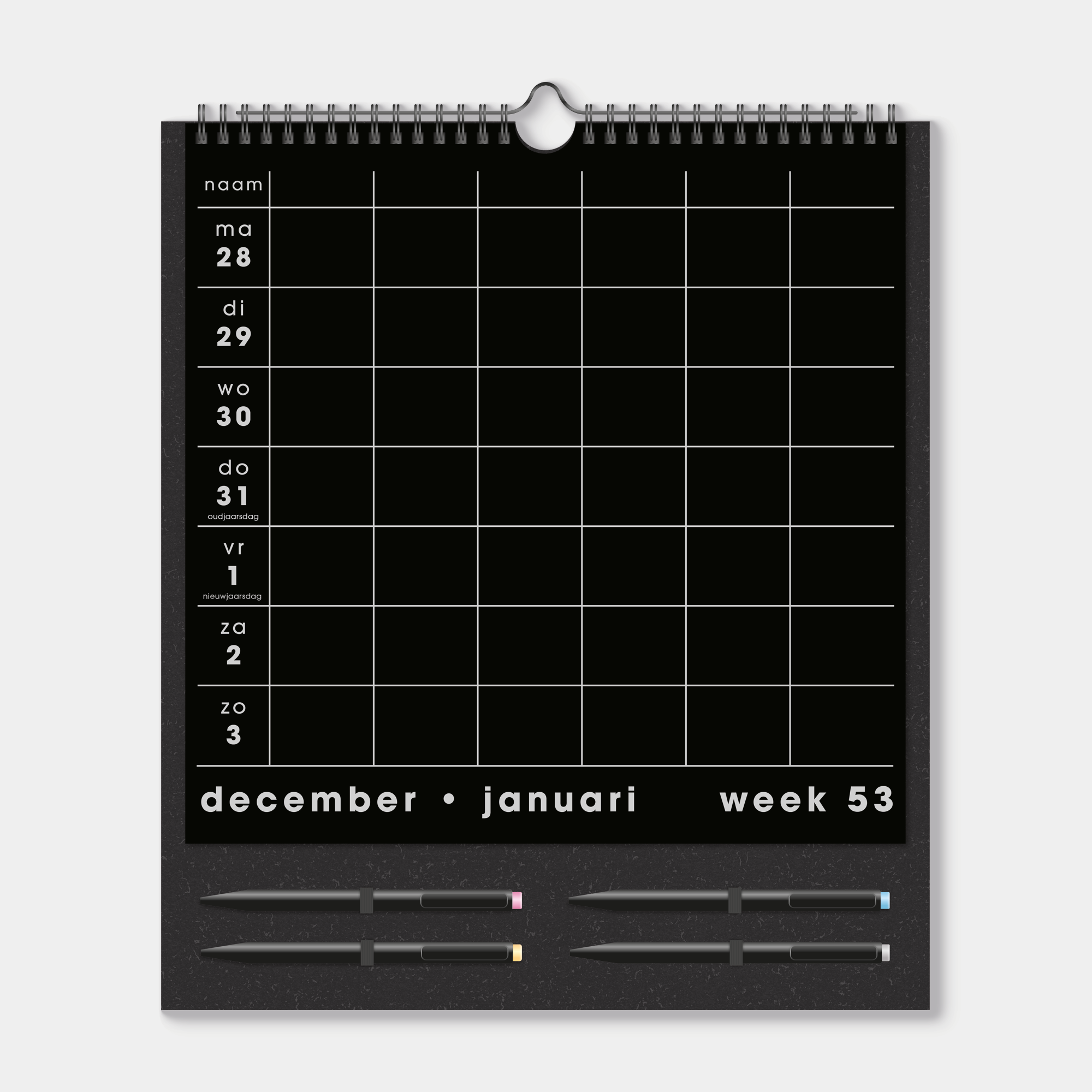 FAMILIEPLANNER MARKERS 2027 ±A3 ZWART