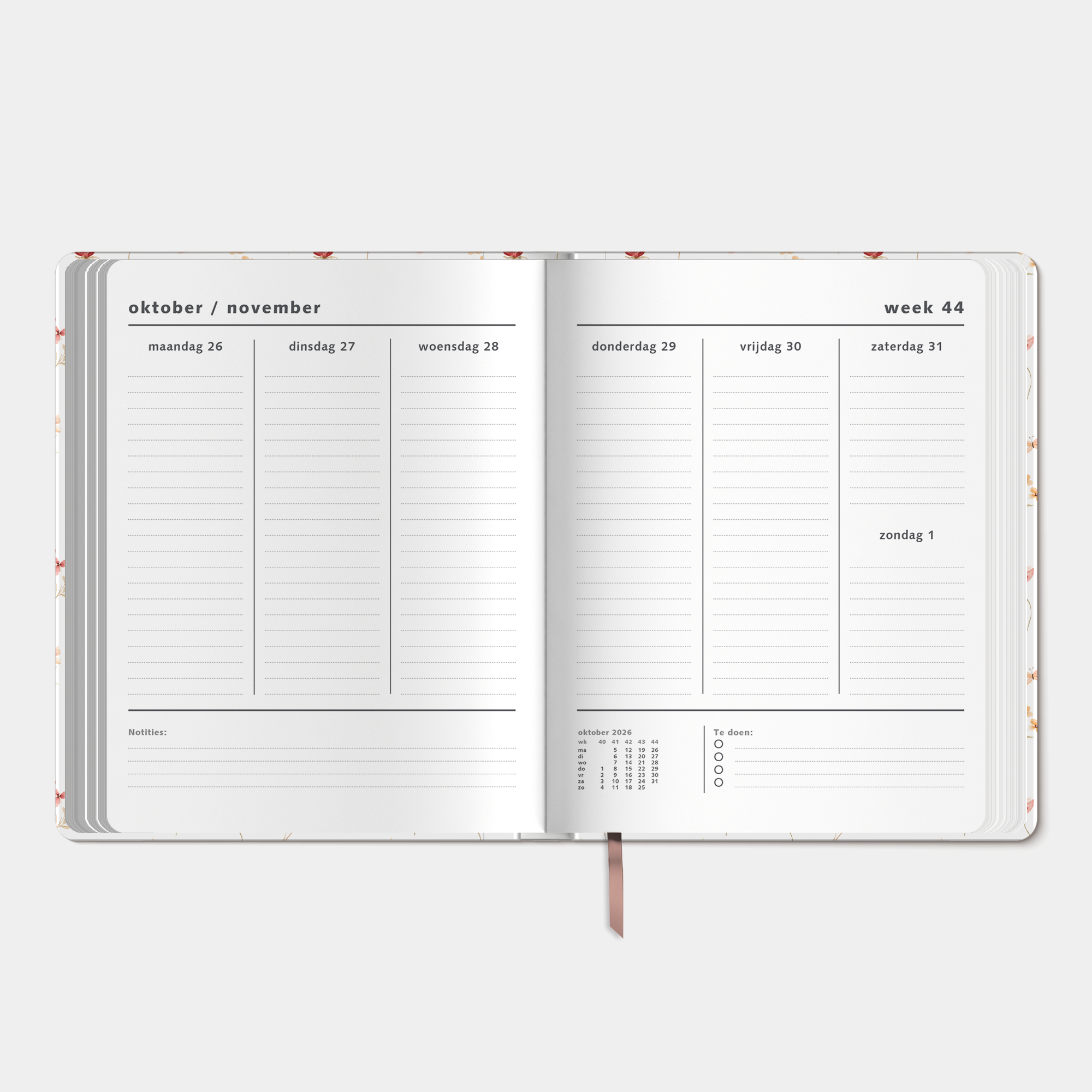 WEEKPLANNER 2027 ±A4 AQUAREL BLOEMETJES