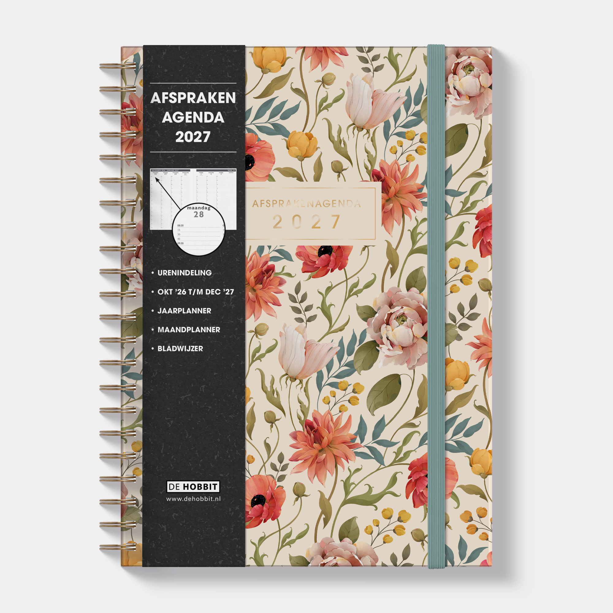 AFSPRAKENAGENDA 2027 A4 VINTAGE BLOEMEN