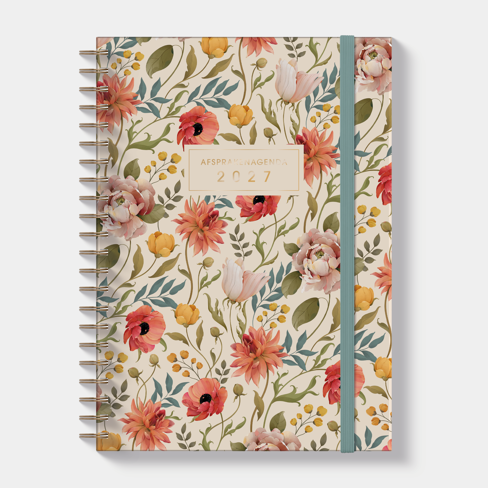 AFSPRAKENAGENDA 2027 A4 VINTAGE BLOEMEN