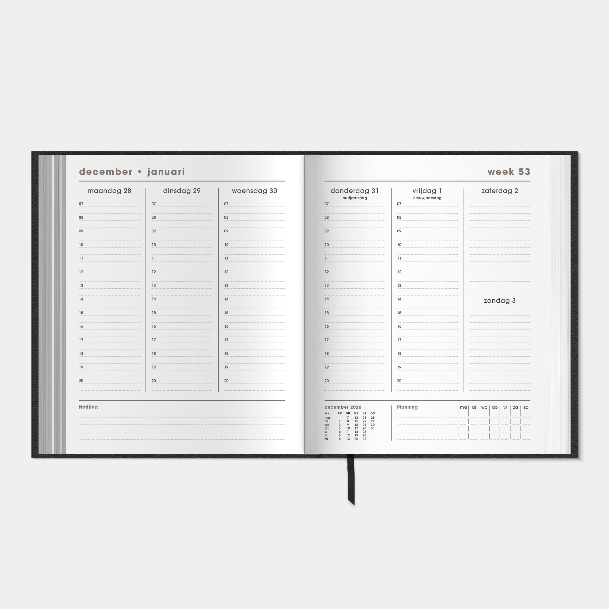 AFSPRAKENAGENDA LUXE ZAKELIJK 2027 A5+ LEDERLOOK