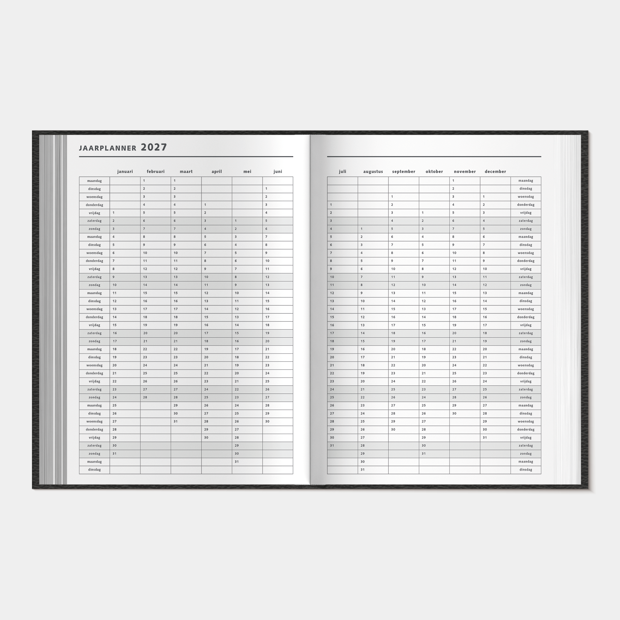 AFSPRAKENAGENDA ZAKELIJK 2027 ±A4 FLEXCOVER LEDERLOOK