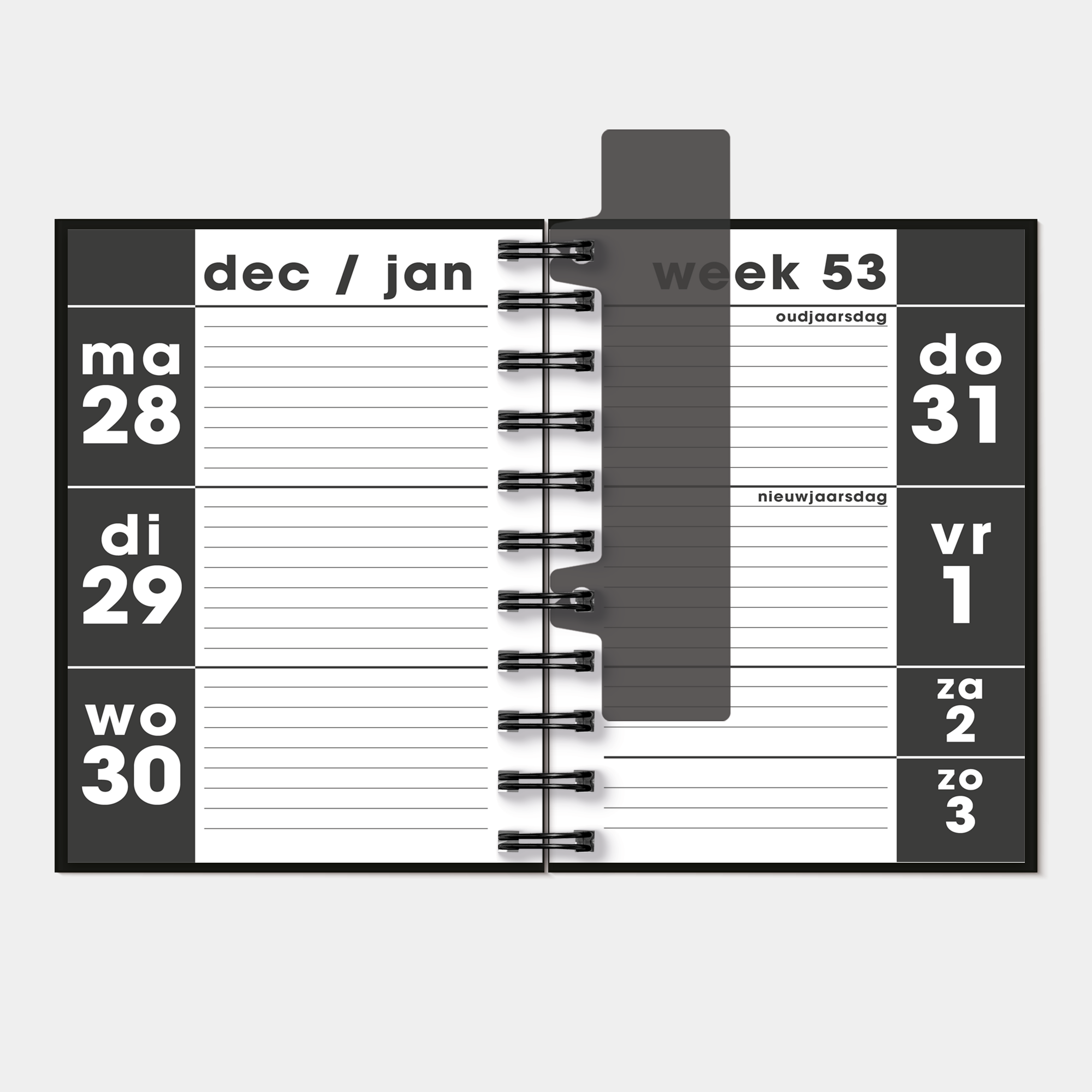 GROOTLETTER RINGBAND AGENDA 2027 A6 ZWART