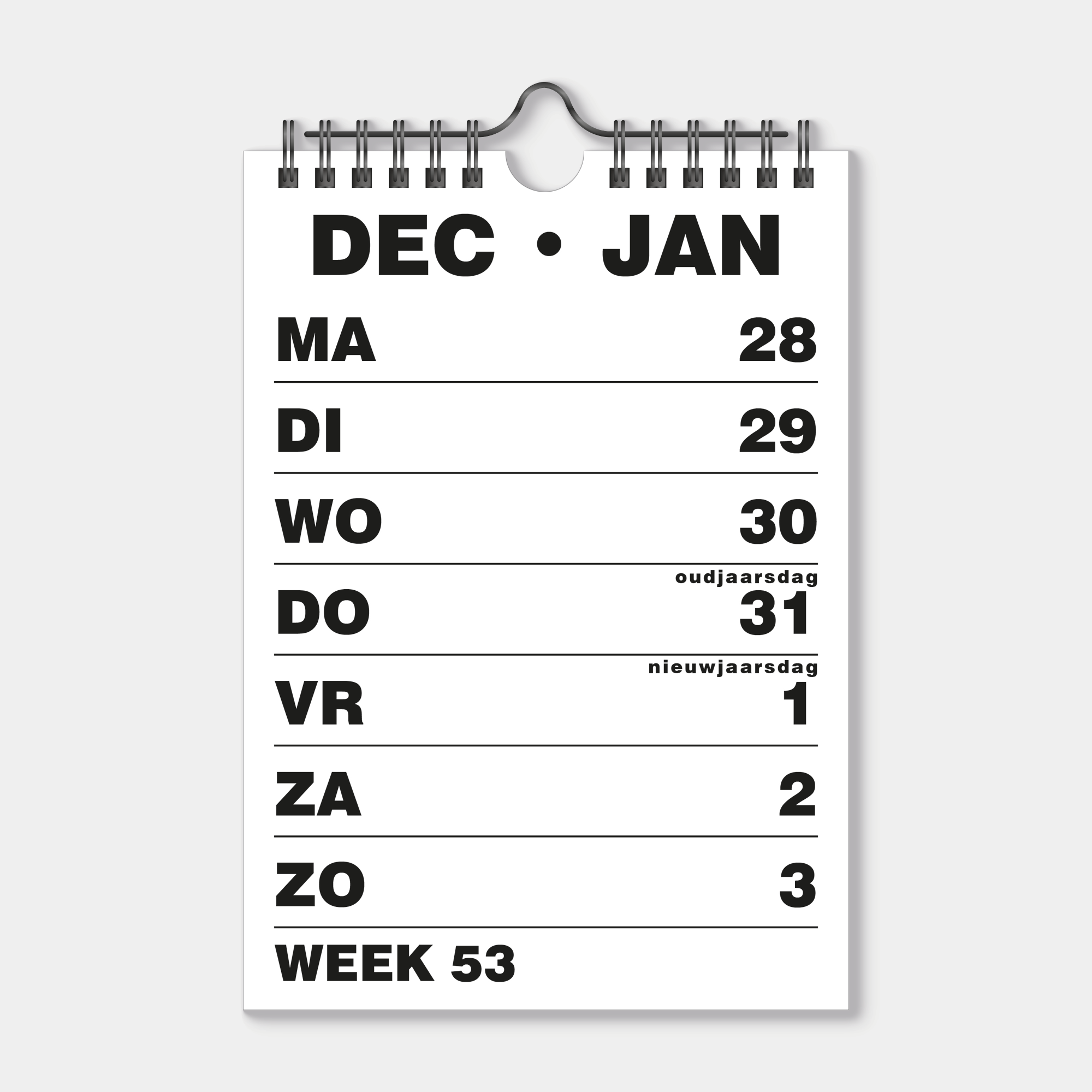GROOTLETTER WEEKKALENDER 2027 A5