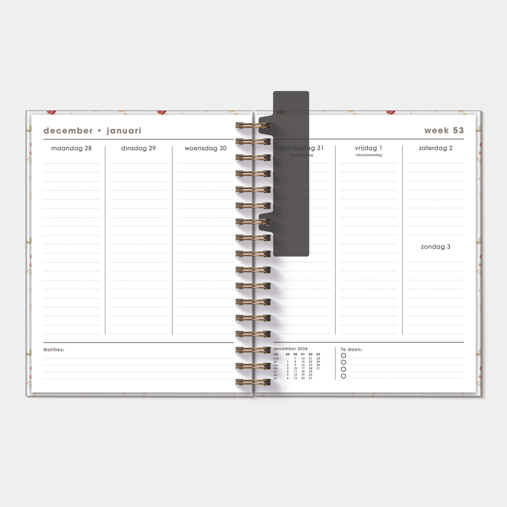 WEEKPLANNER LUXE 2027 A5+ AQUAREL BLOEMETJES