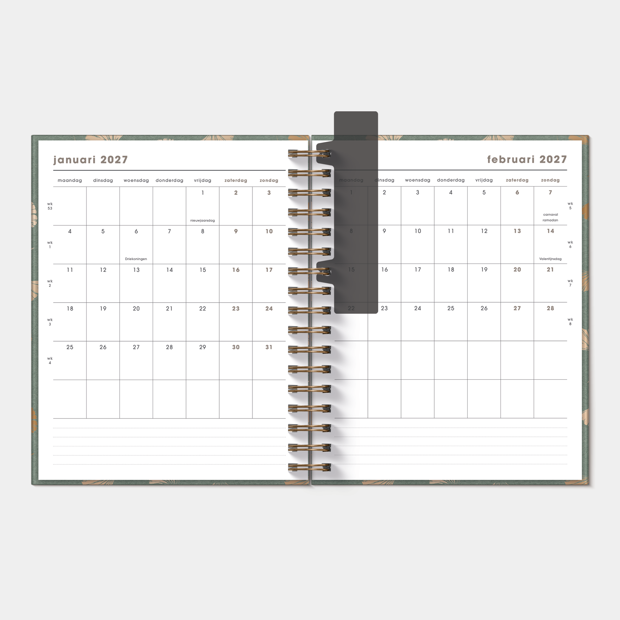 WEEKPLANNER LUXE 2027 A5+ GINGKO GOUD