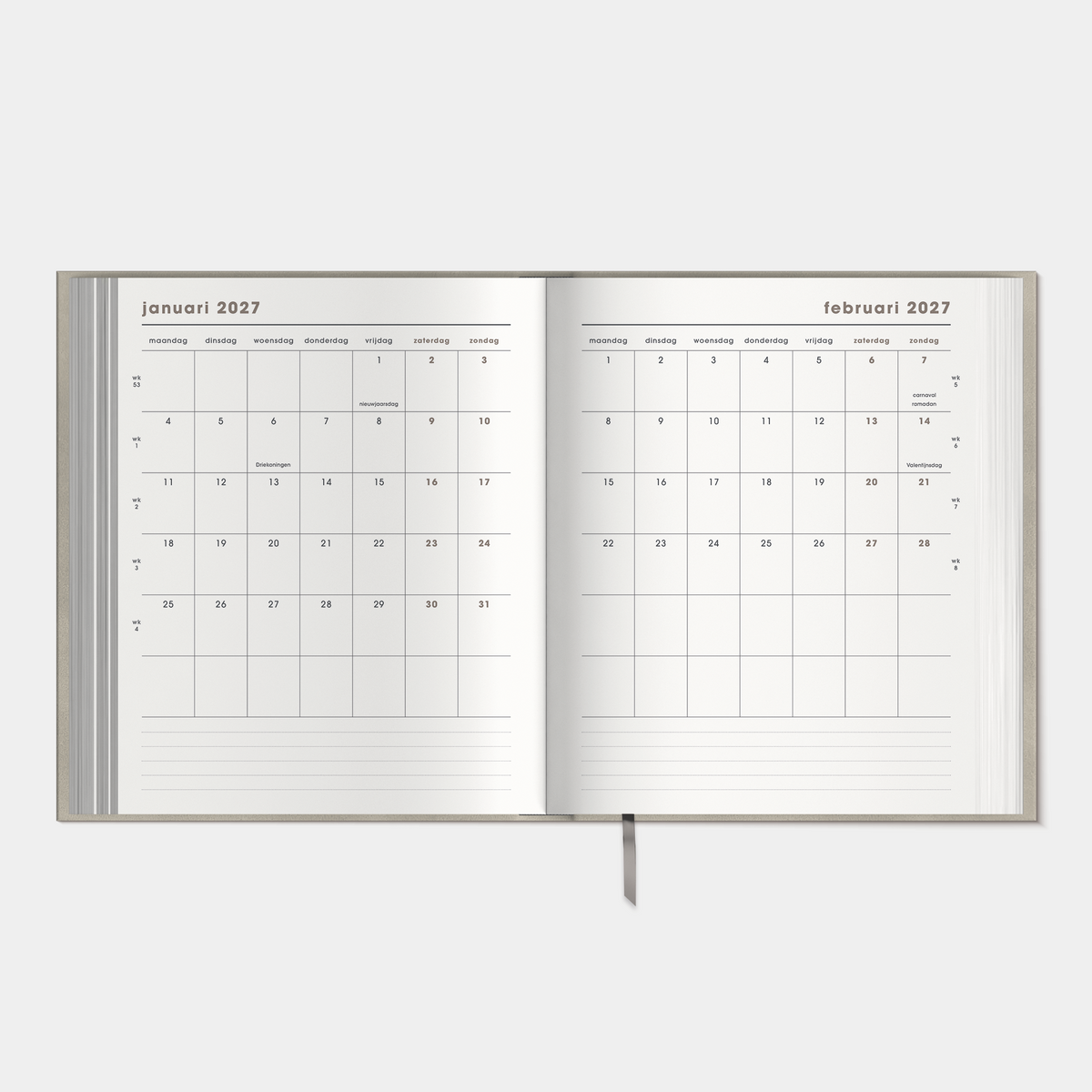 LUXE WEEKPLANNER 2027 A5+ FLEX SUEDELOOK