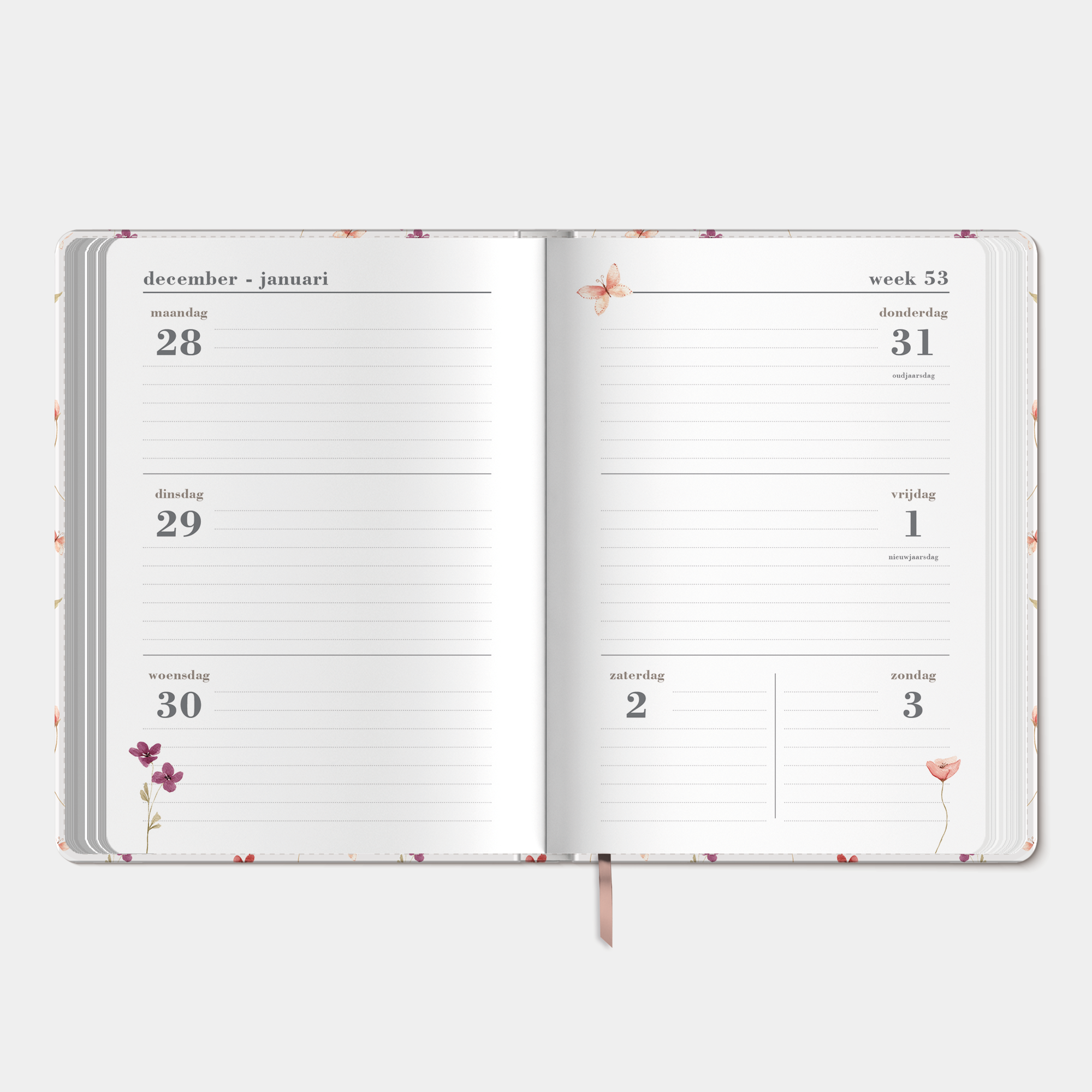 WEEKAGENDA 2027 AQUAREL BLOEMETJES