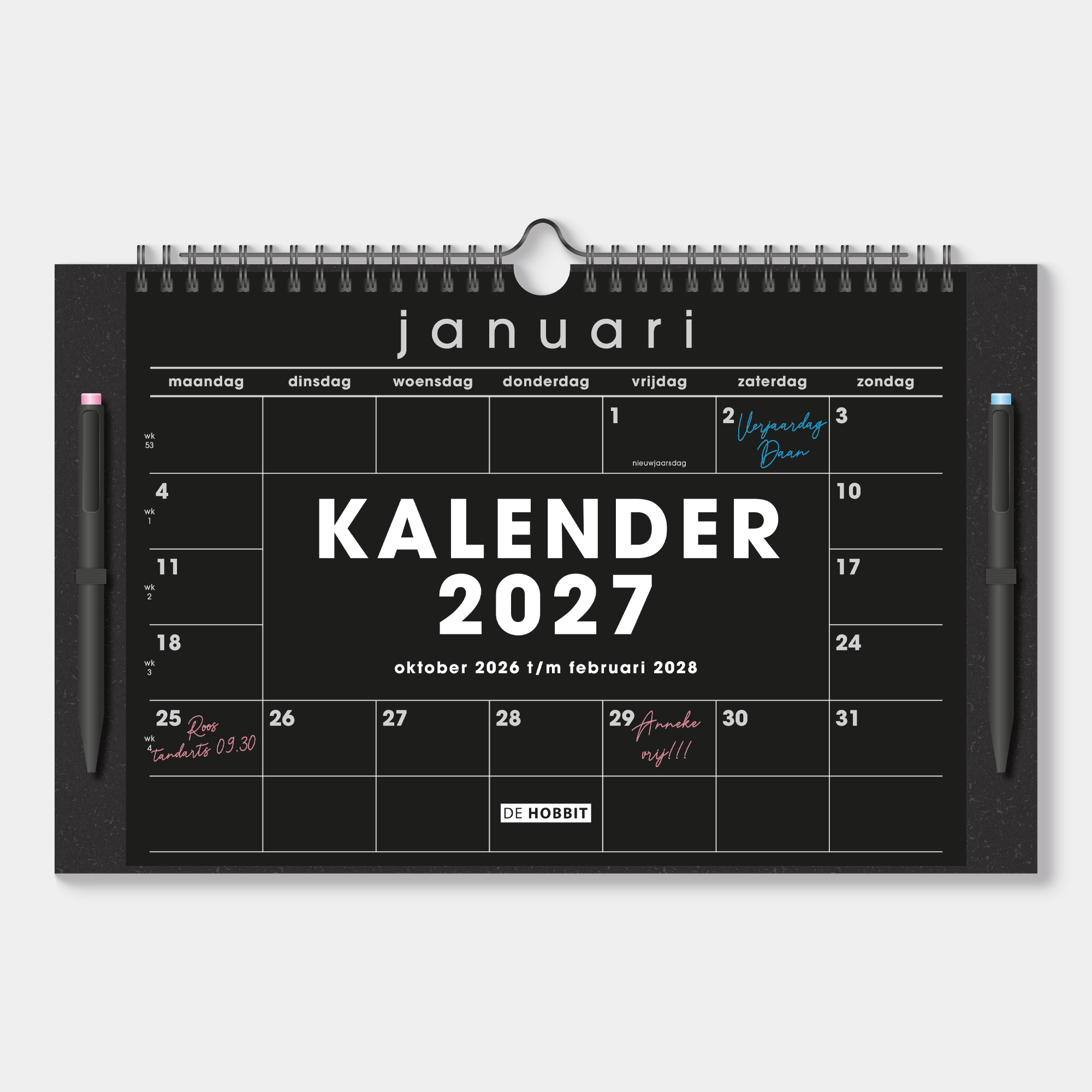 MAANDKALENDER MARKERS 2027 A4+ ZWART