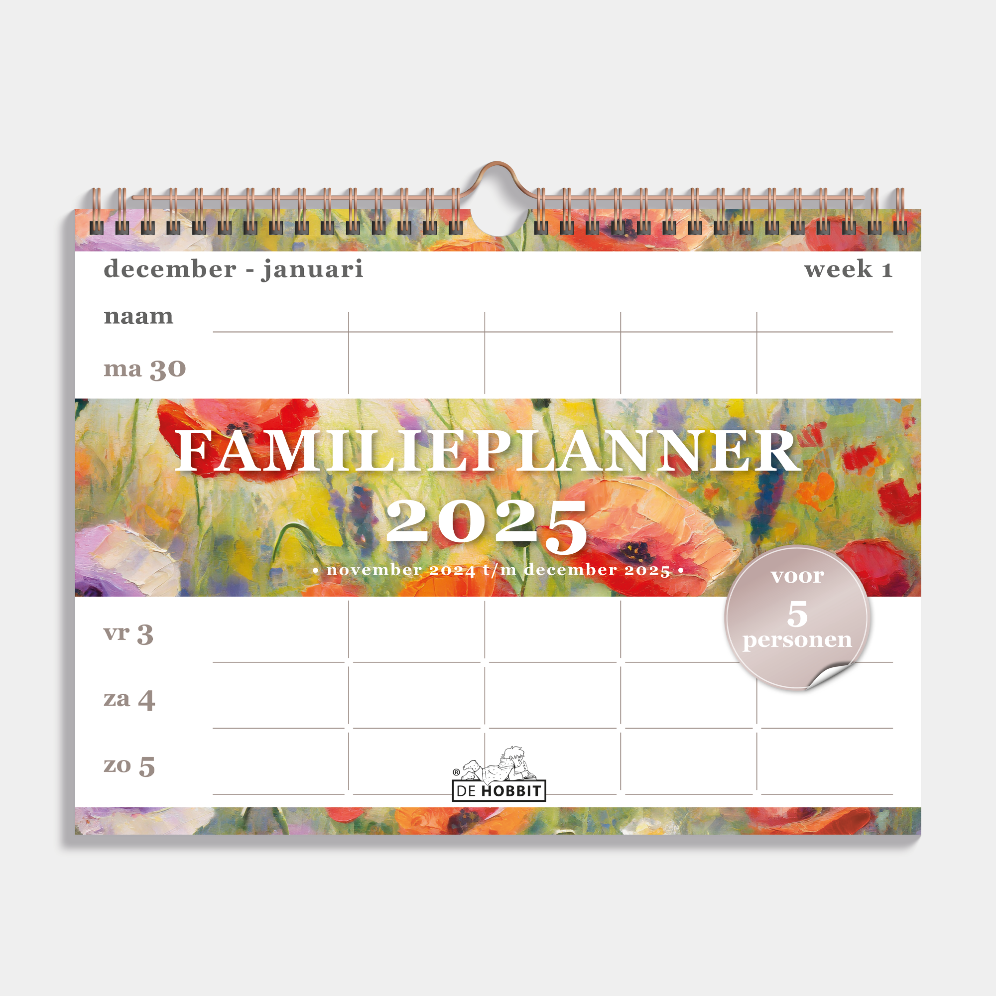 De Hobbit Familieplanner 2025 A4 Olieverf Klaproos