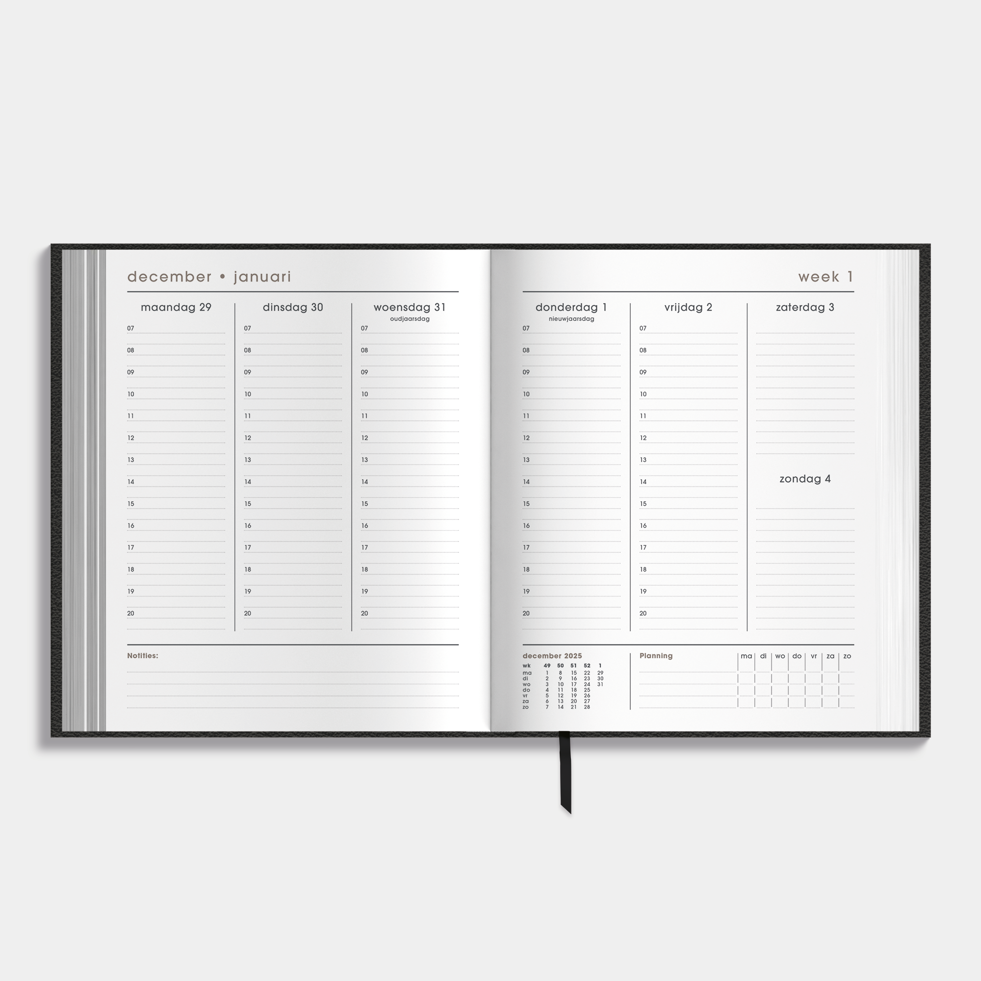 AFSPRAKENAGENDA 2026 A5+ LEDERLOOK