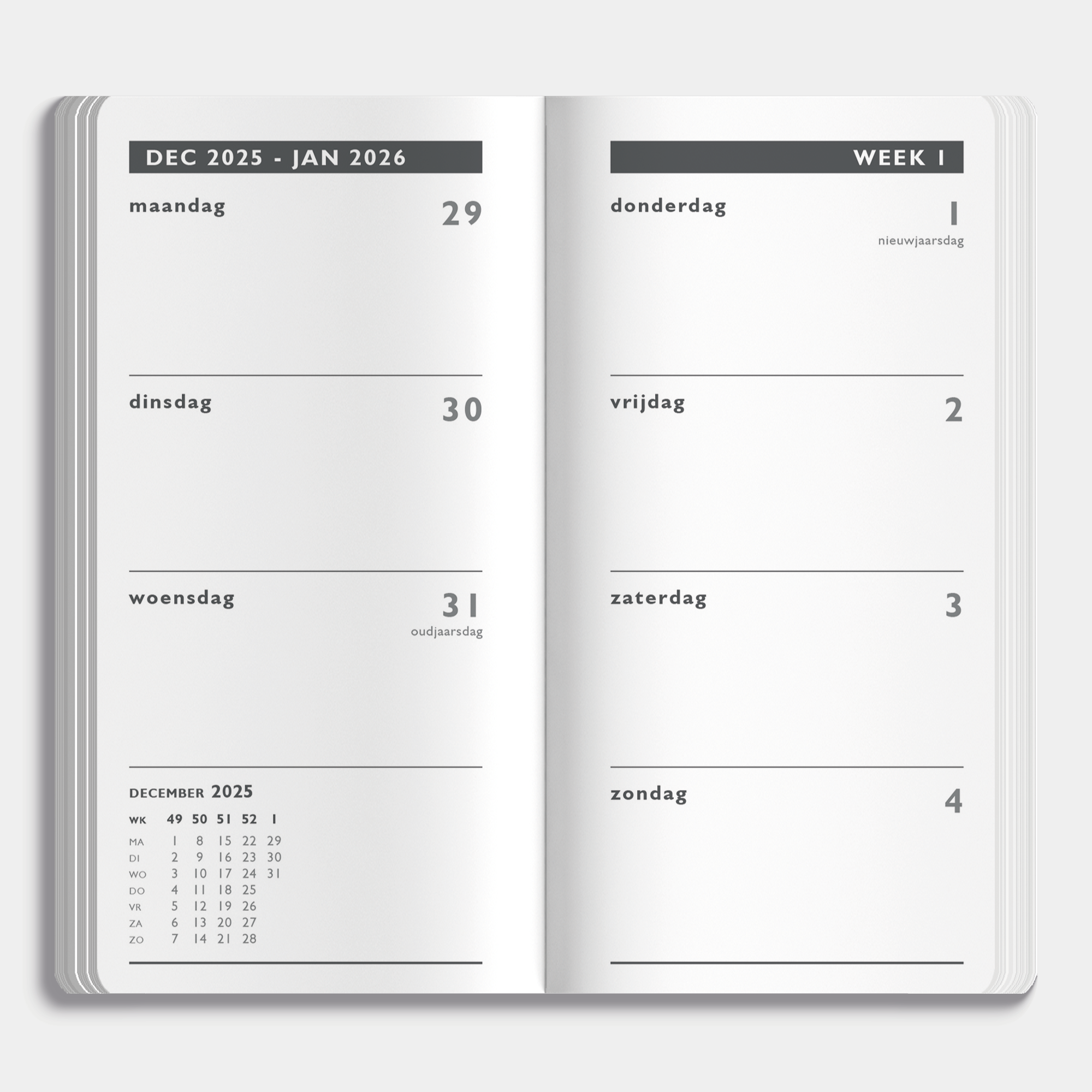 AFSPRAKENAGENDA POCKET 2026 LEDERLOOK