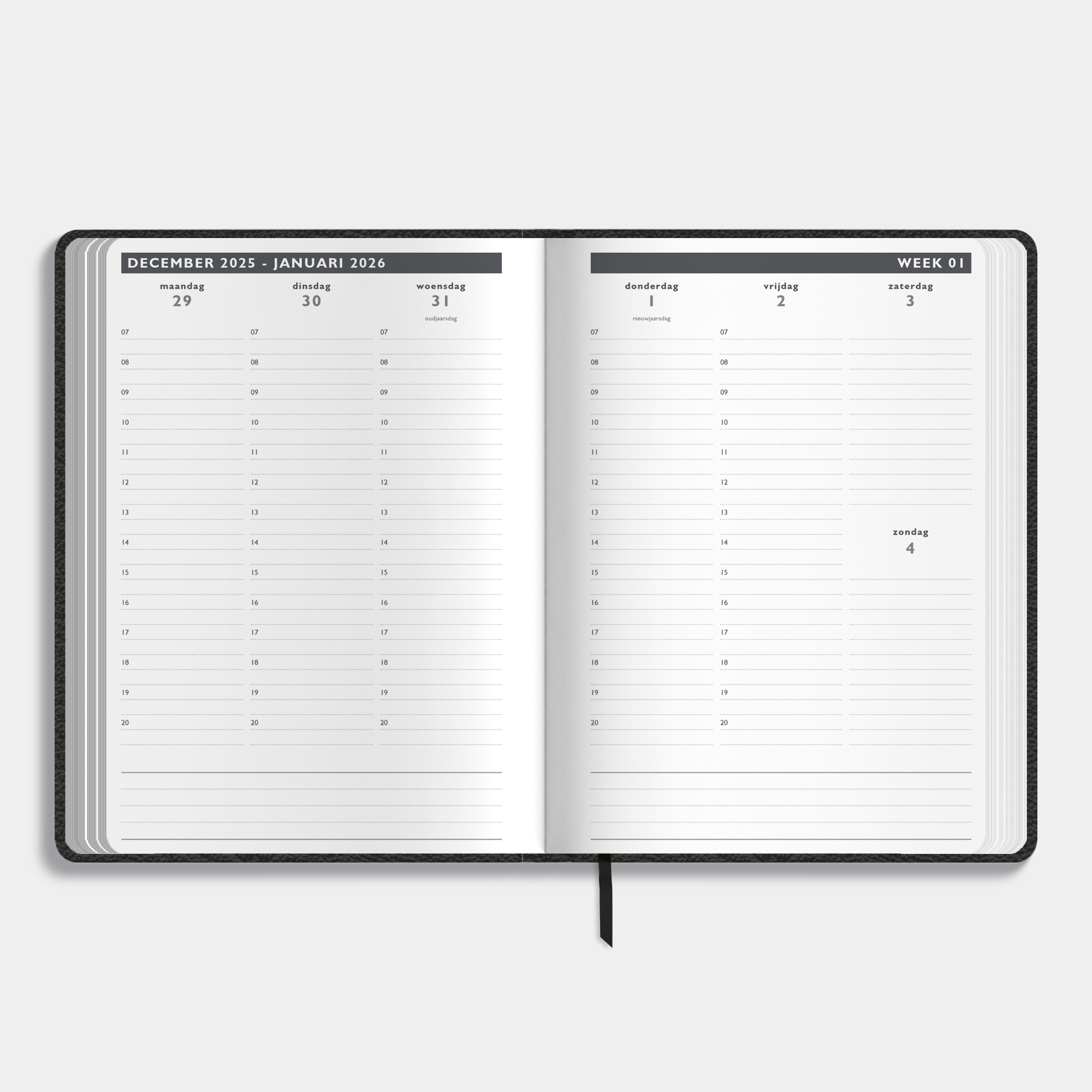 AFSPRAKENAGENDA 2026 A5 FLEX LEDERLOOK