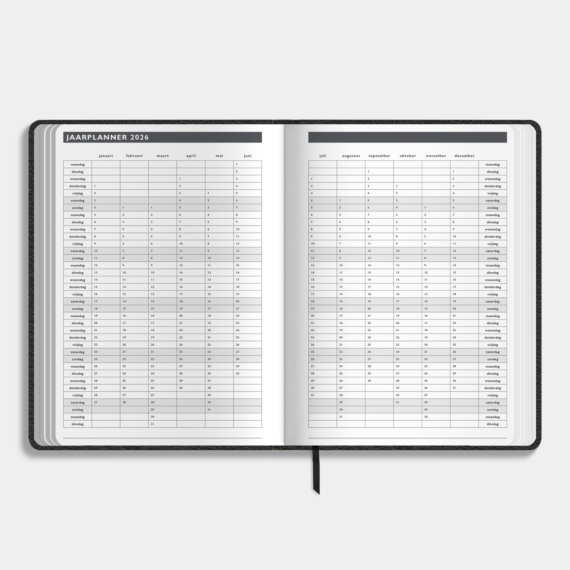 AFSPRAKENAGENDA 2026 A5 FLEX LEDERLOOK