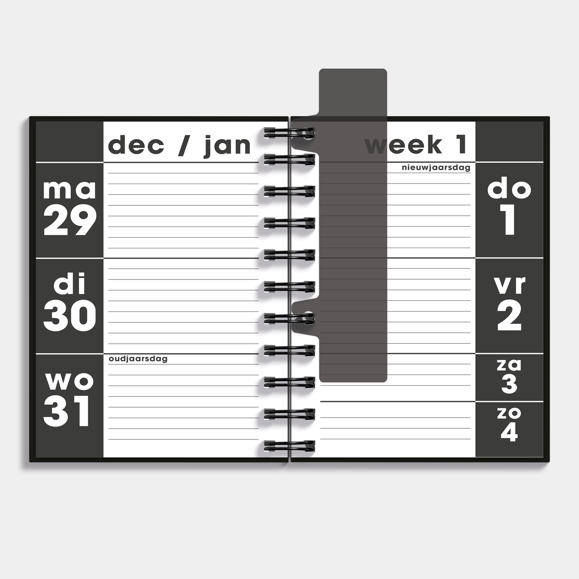 GROOTLETTER RINGBAND AGENDA 2026 A6 ZWART