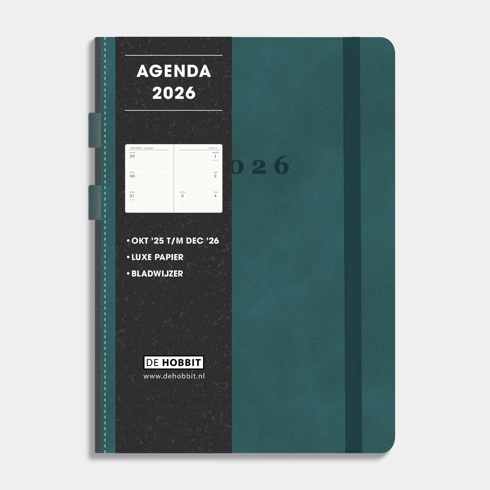 LUXE AGENDA 2026 A5 SUEDELOOK MET PENNENLUS TEAL