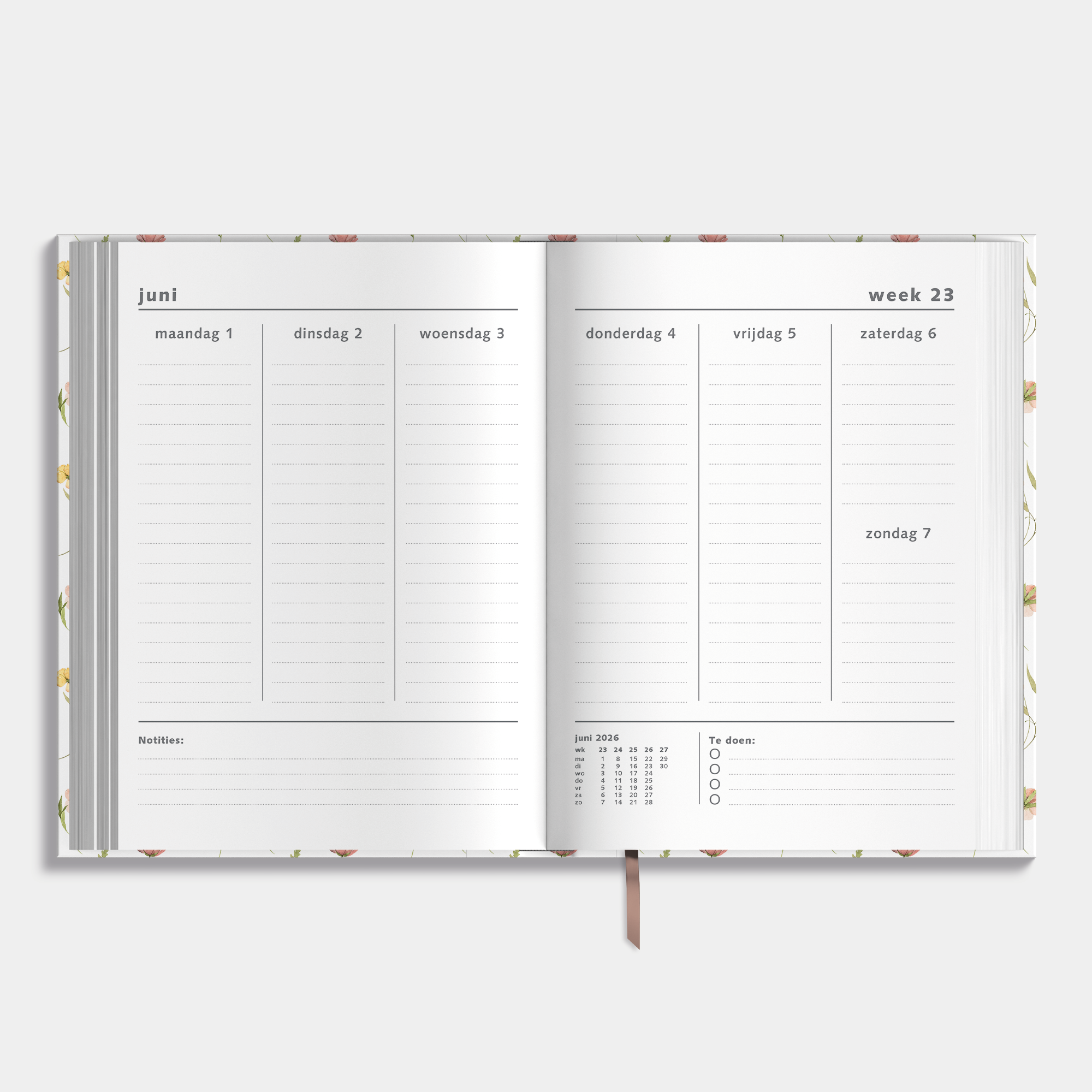AGENDA 2026-2027 A4 AQUAREL BLOEMETJES