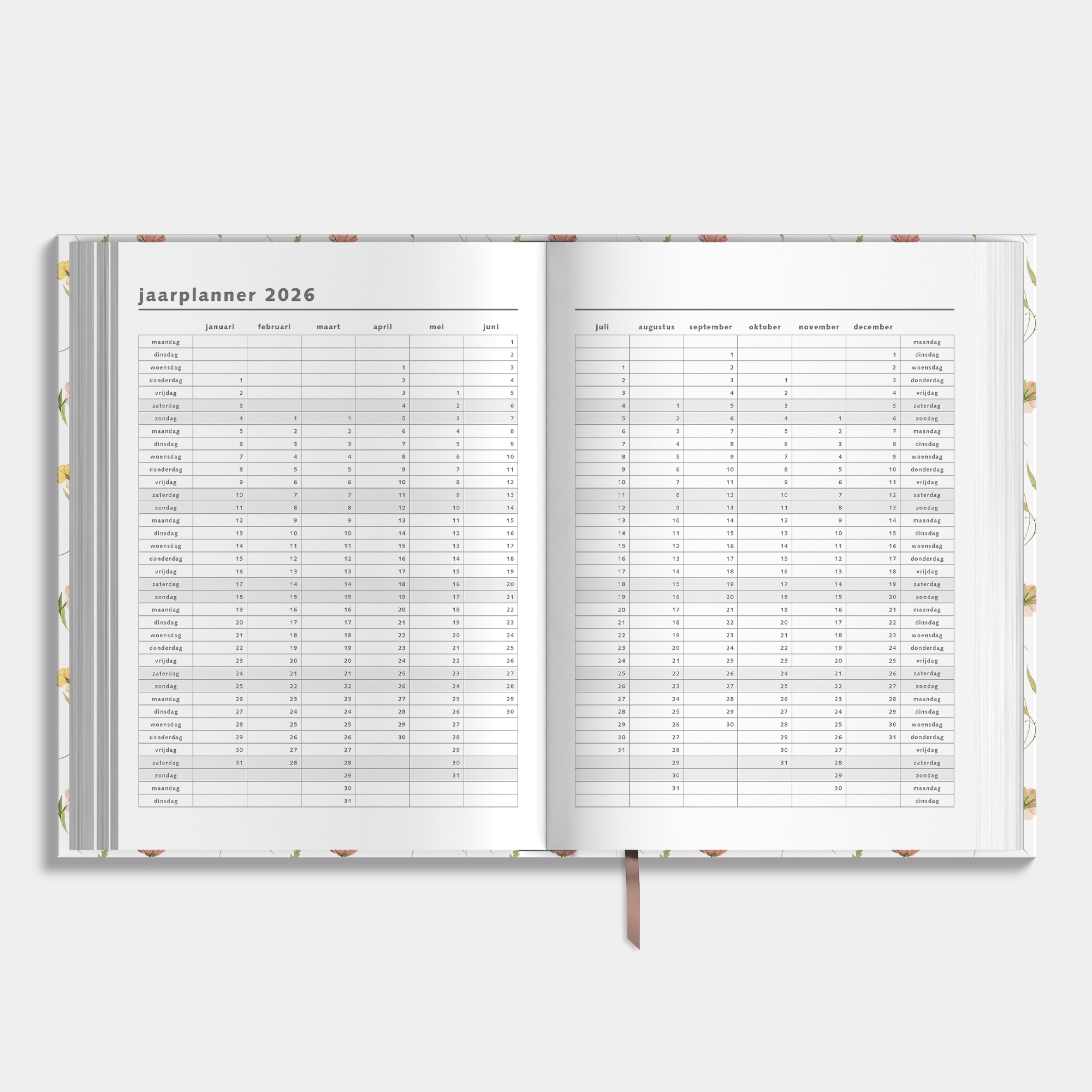 AGENDA 2026-2027 A4 AQUAREL BLOEMETJES