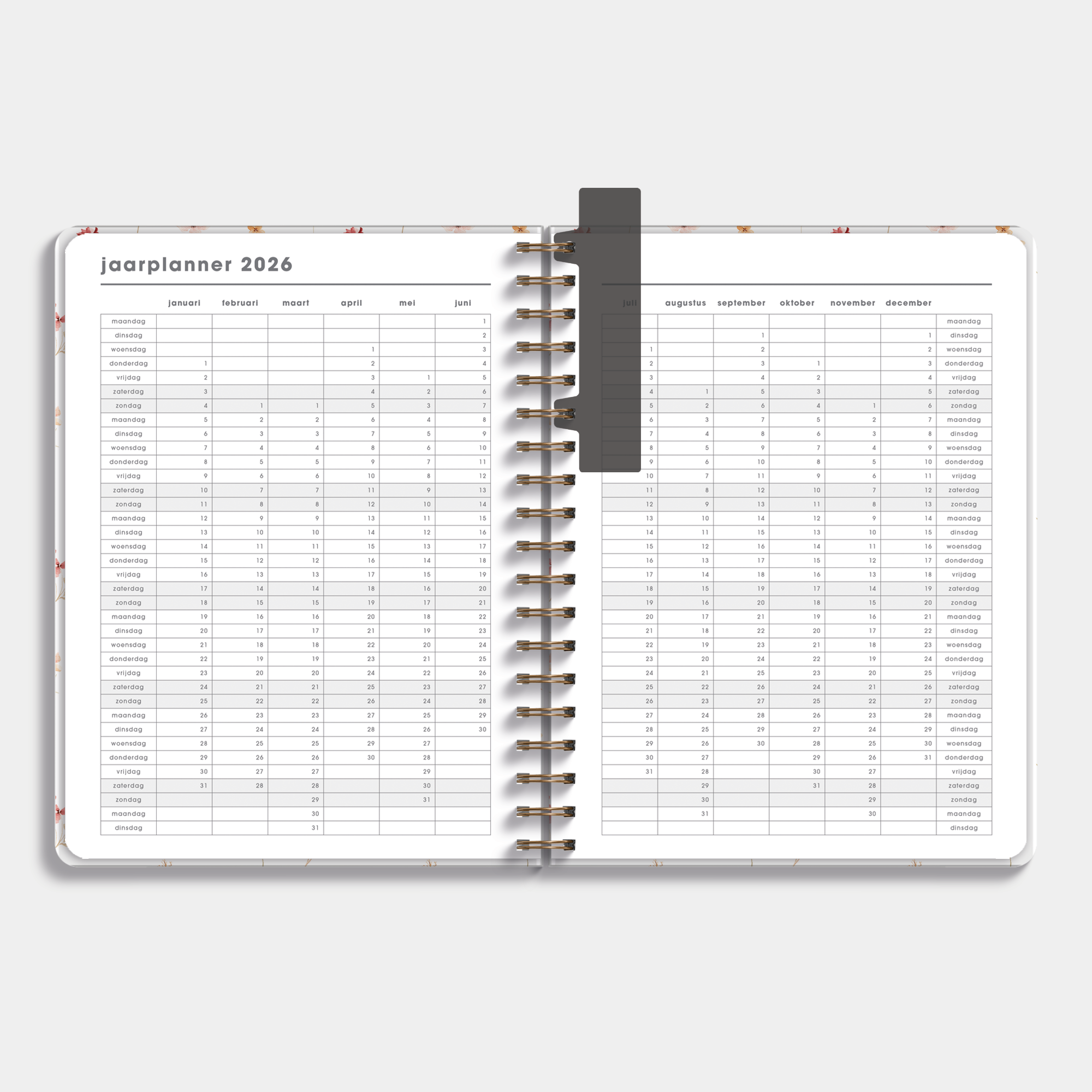 LERARENAGENDA BASISONDERWIJS 2026-2027 ±A4 AQUAREL BLOEMETJES