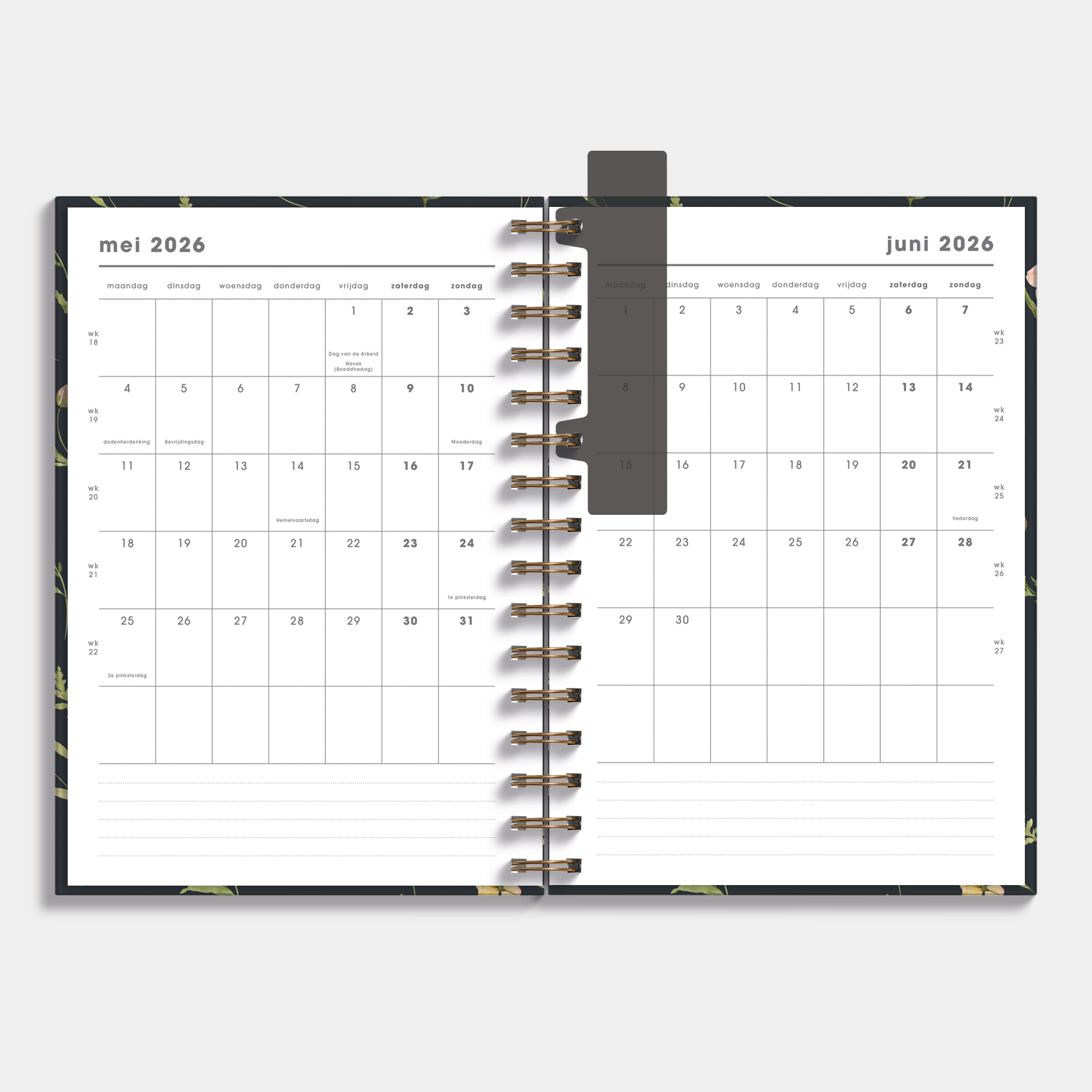 DOCENTENAGENDA 2026-2027 A5 AQUAREL WILDE BLOEMETJES