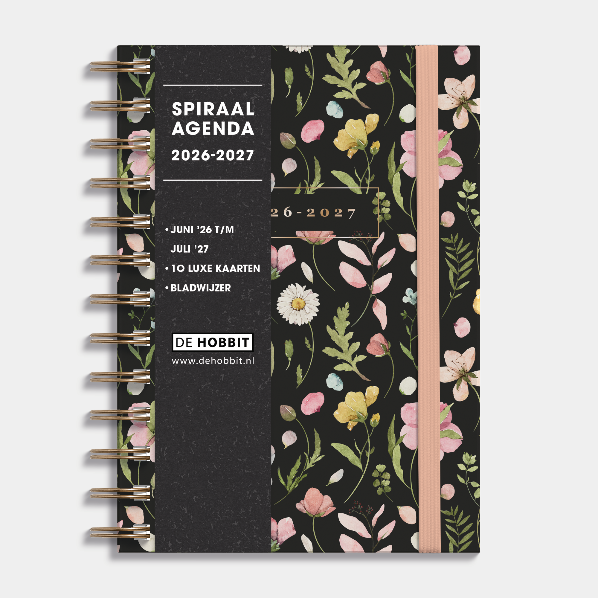 RINGBAND AGENDA 2026-2027 AQUAREL WILDE BLOEMETJES