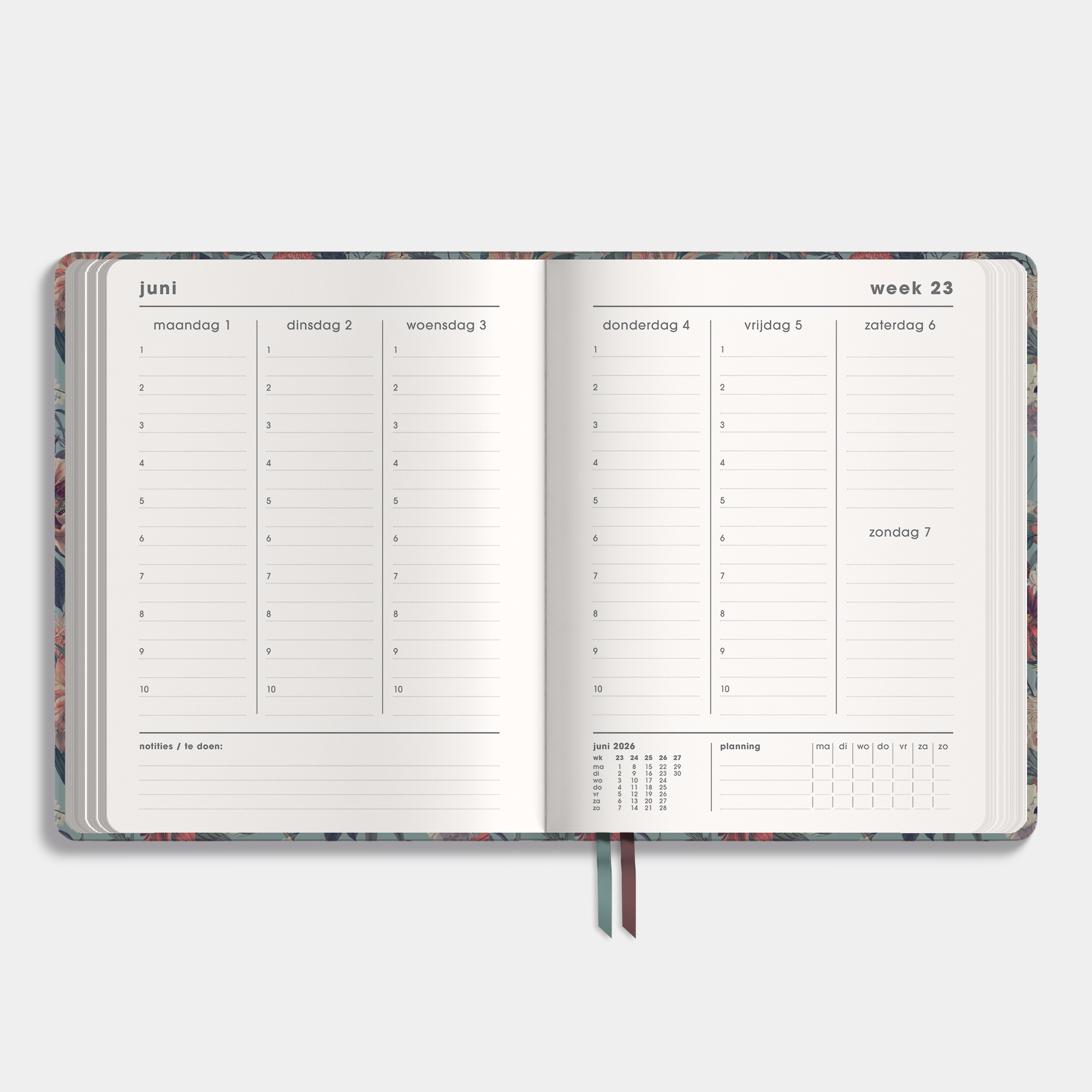 LUXE DOCENTENAGENDA BUNDEL 2026-2027 ±A4 KLASSIEK BOTANISCH