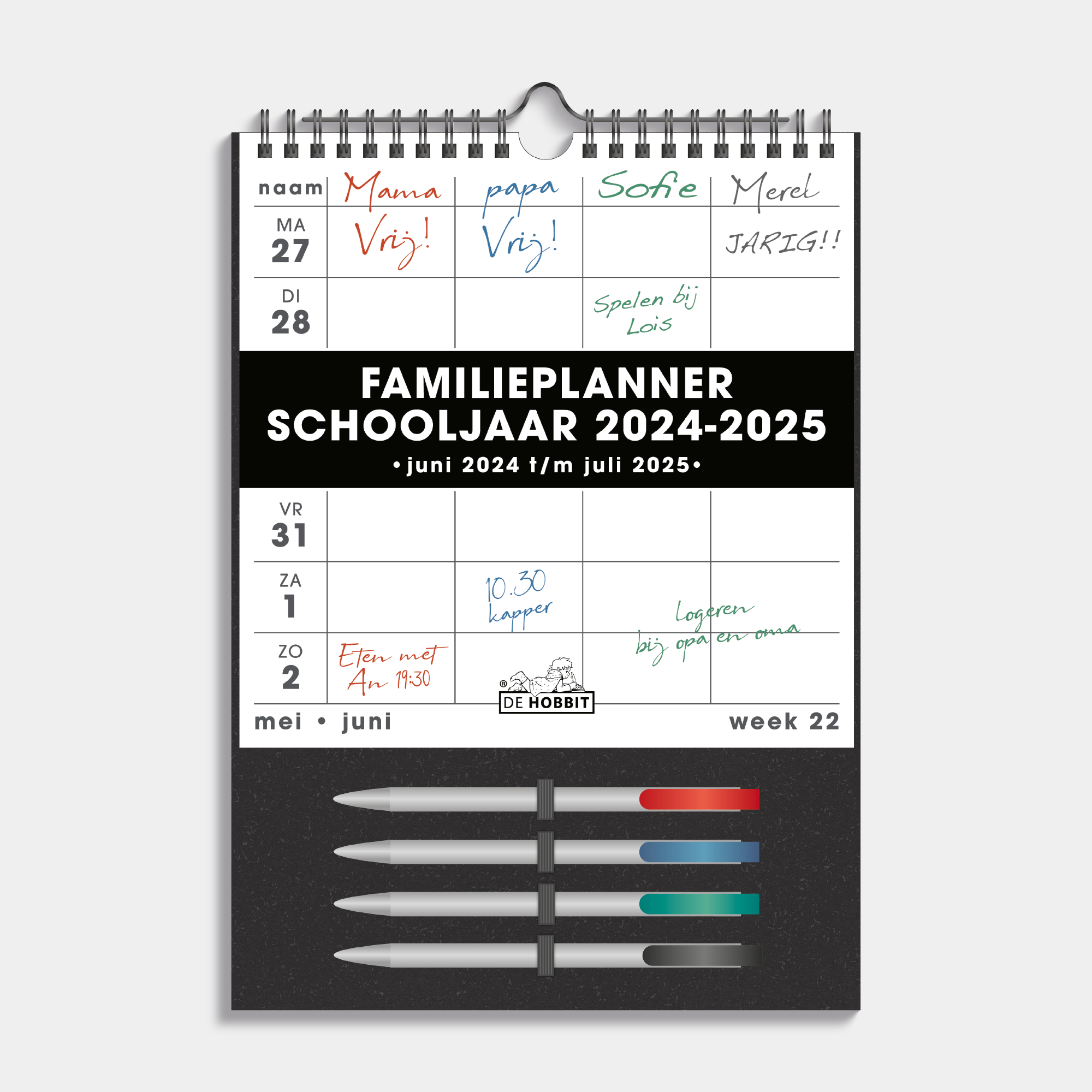 FAMILIEPLANNER MARKERS 2024-2025 A4+ WIT