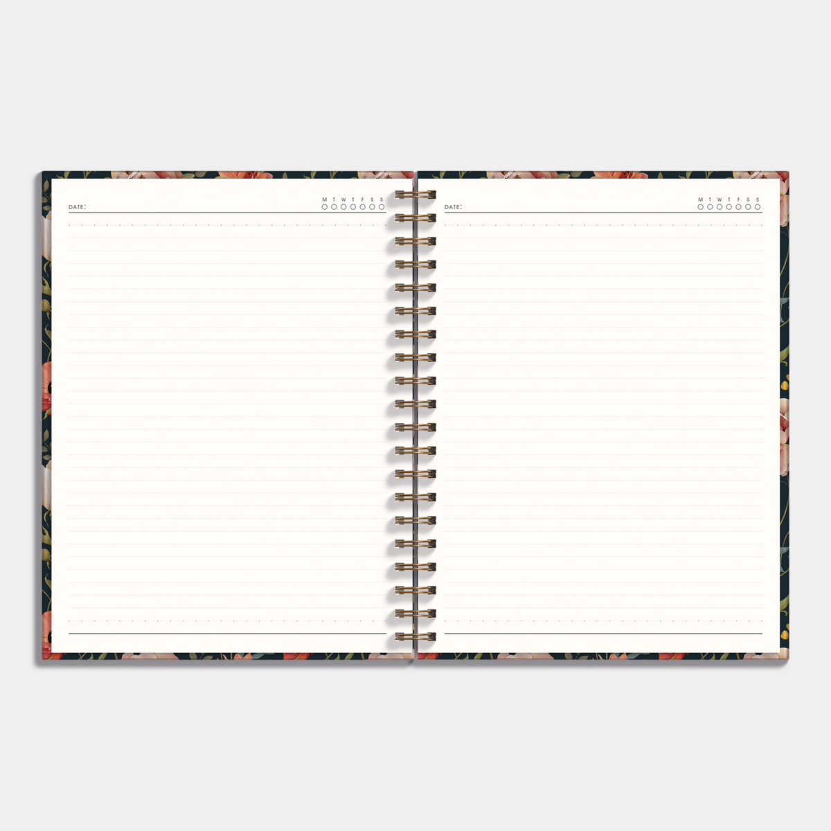 Notitieboek A4 met vintage bloemenprint – binnenwerk met notitieruimte.