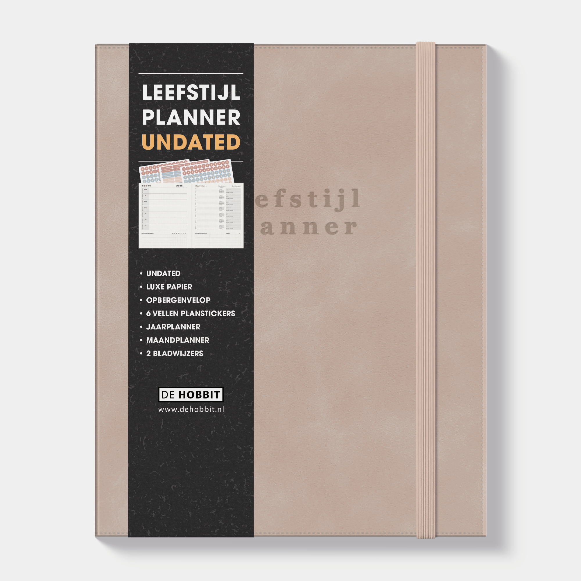 LEEFSTIJLPLANNER UNDATED A5+ SUEDELOOK OUDROZE