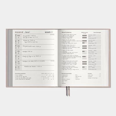 LEEFSTIJLPLANNER UNDATED A5+ SUEDELOOK OUDROZE
