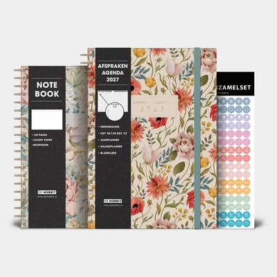 AFSPRAKENAGENDA BUNDEL 2027 A4 VINTAGE BLOEMEN