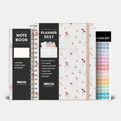 LUXE WEEKPLANNER BUNDEL 2027 A5+ AQUAREL BLOEMETJES