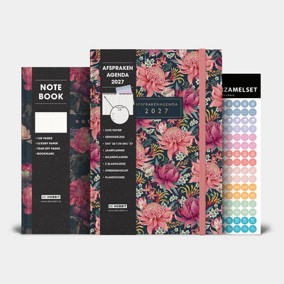 LUXE AFSPRAKENAGENDA BUNDEL 2027 A4 TROPISCHE BLOEMEN