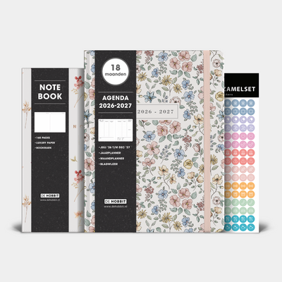 18 MAANDEN AGENDA BUNDEL 2026-2027 ±A4 PASTEL BLOEMETJES