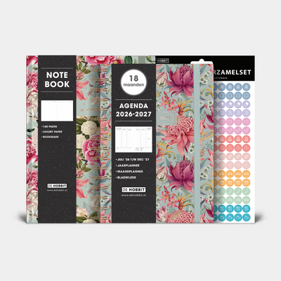 18 MAANDEN AGENDA BUNDEL 2026-2027 A5 TROPISCHE BLOEMEN