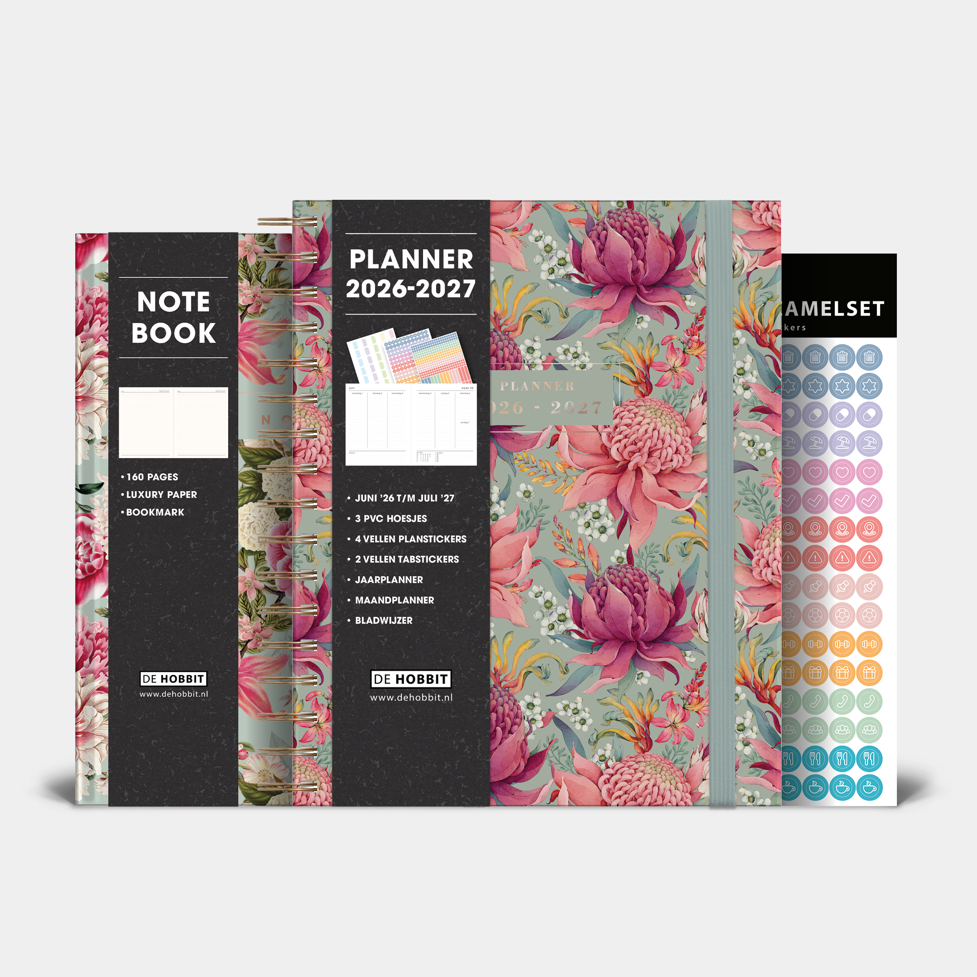 LUXE WEEKPLANNER BUNDEL 2026-2027 A5+ TROPISCHE BLOEMEN