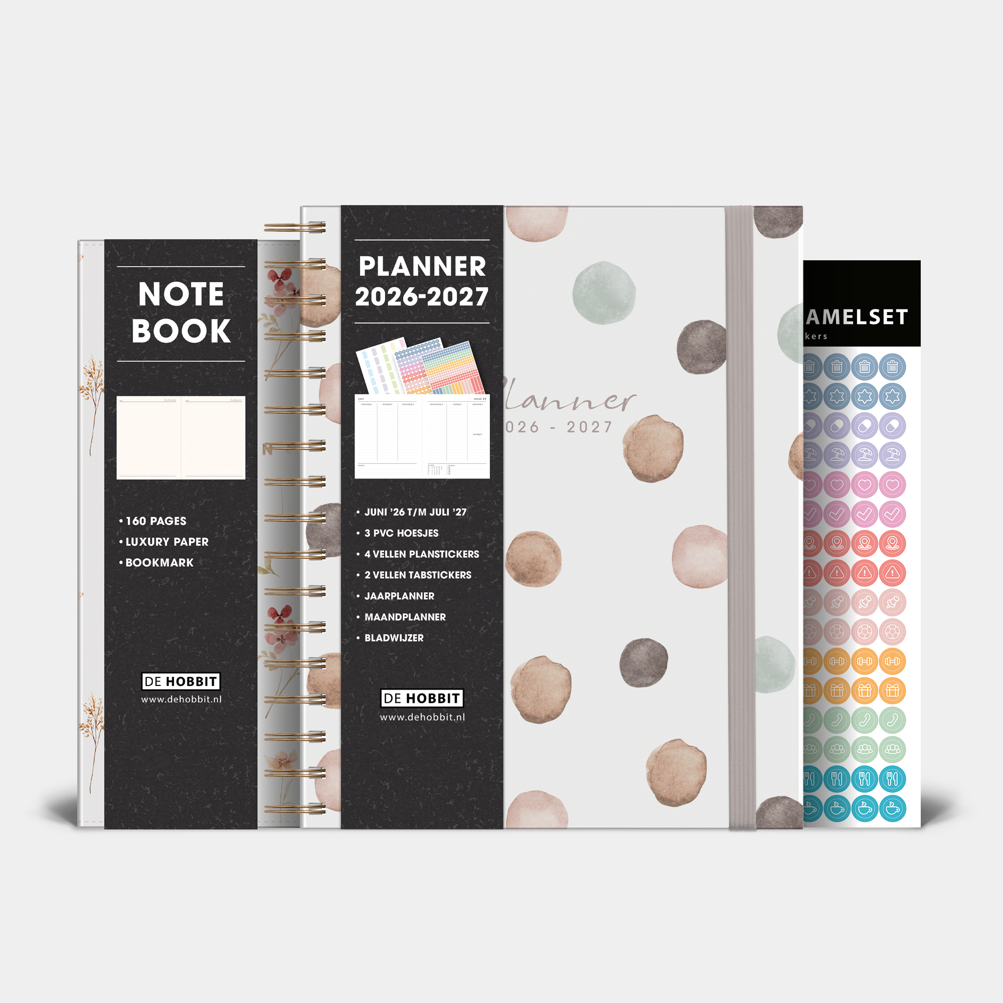 LUXE WEEKPLANNER BUNDEL 2026-2027 A5+ WATERVERF STIPPEN