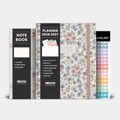 LUXE WEEKPLANNER BUNDEL 2026-2027 A5+ PASTEL BLOEMETJES