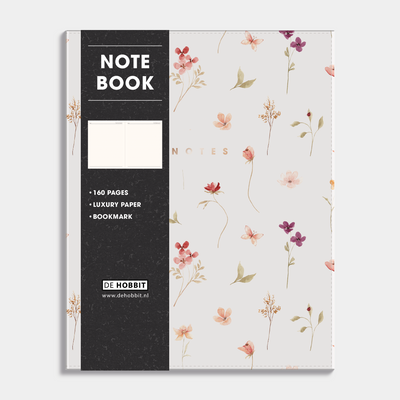 NOTITIEBOEK A5+ WASHED KRAFT AQUAREL BLOEMETJES