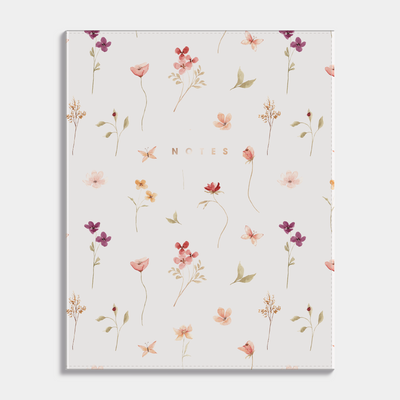 NOTITIEBOEK A5+ WASHED KRAFT AQUAREL BLOEMETJES