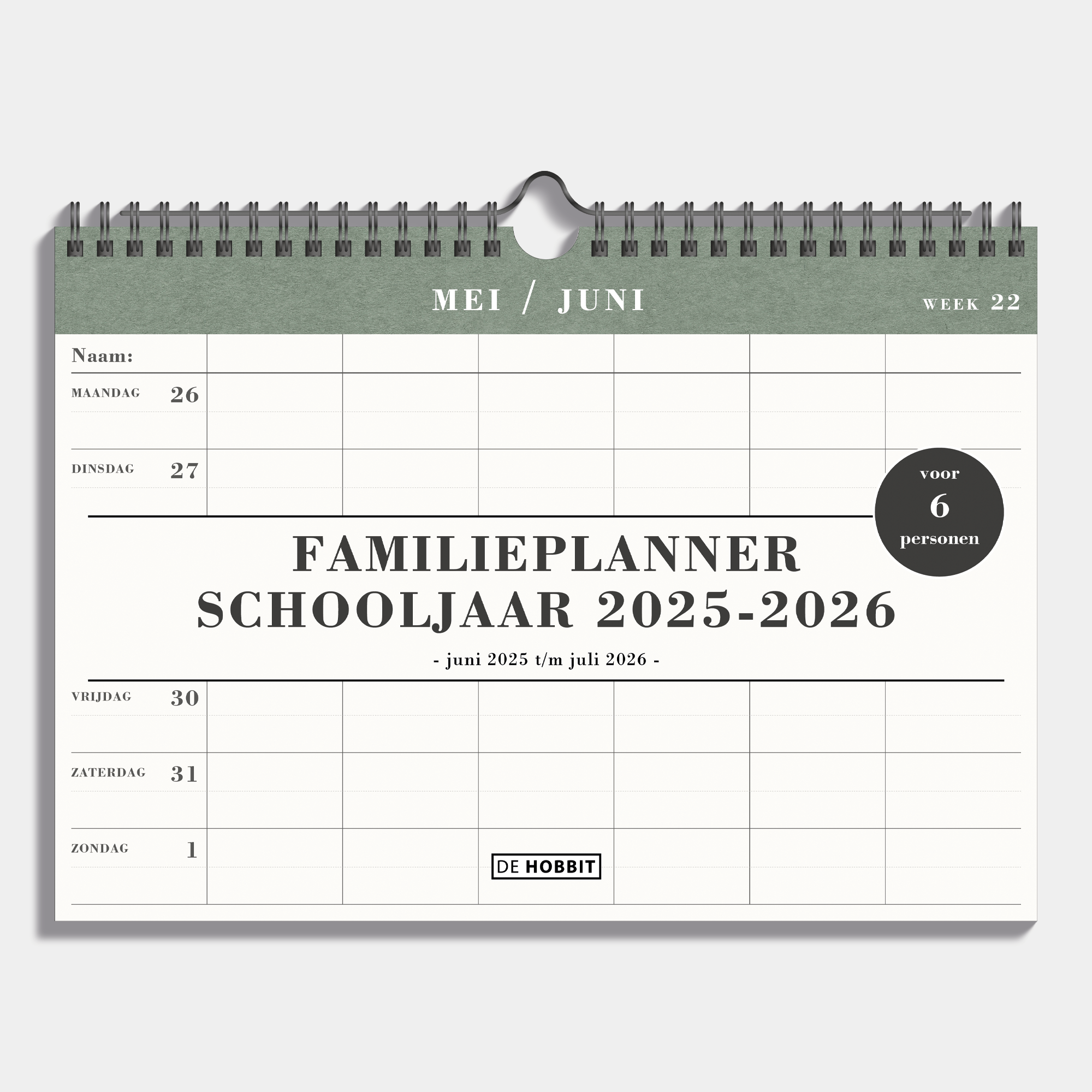 FAMILIEPLANNER 2025-2026 A4 GROEN